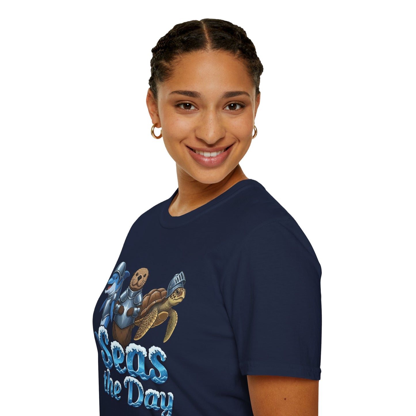 Seas the Day Shirt | Ocean Knight Animals Dolphin Otter Turtle Graphic Tee | Funny Sea Life Adventure Tee | Gift for Beach Lovers