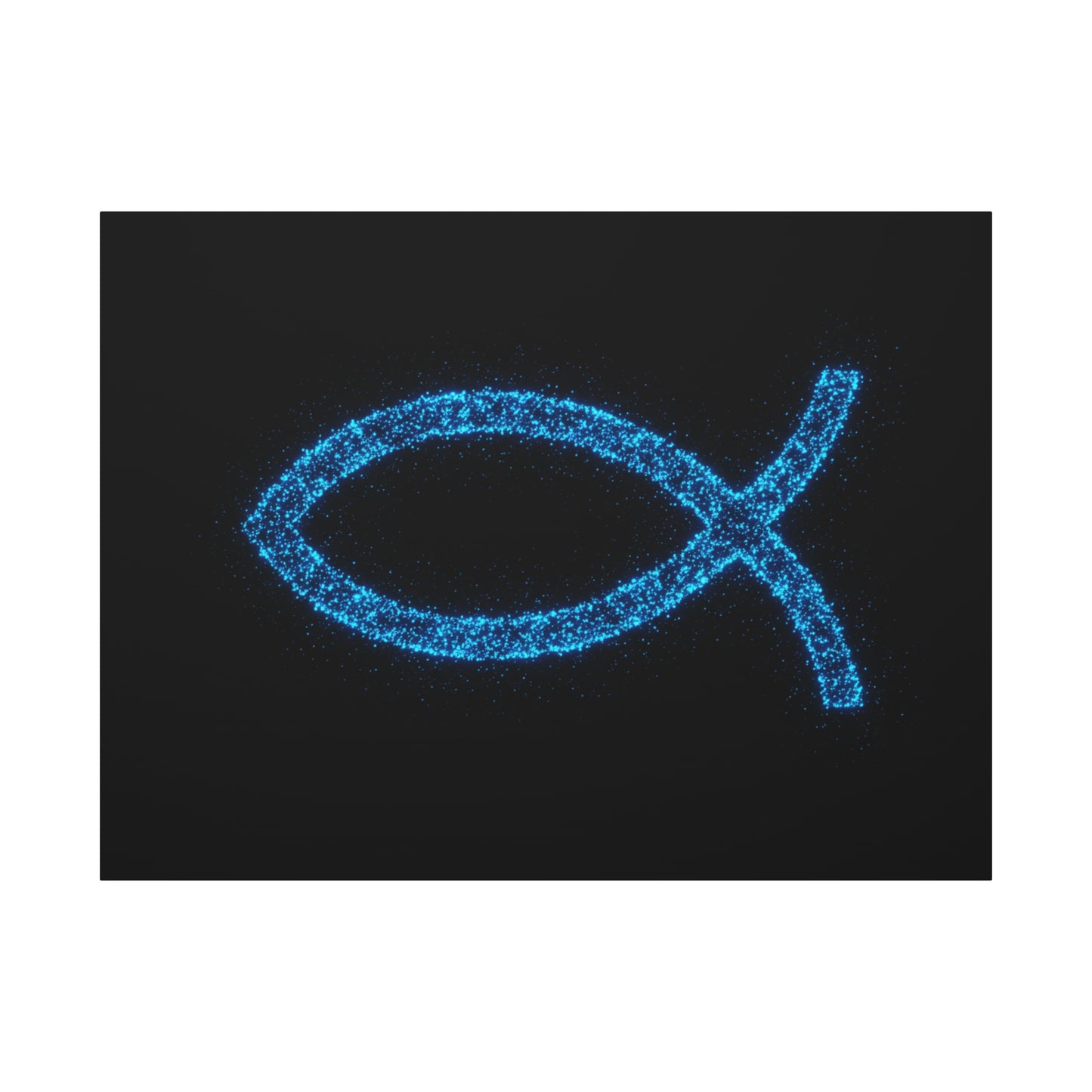 Blue Glitter Fish Symbol Matte Canvas Wall Art