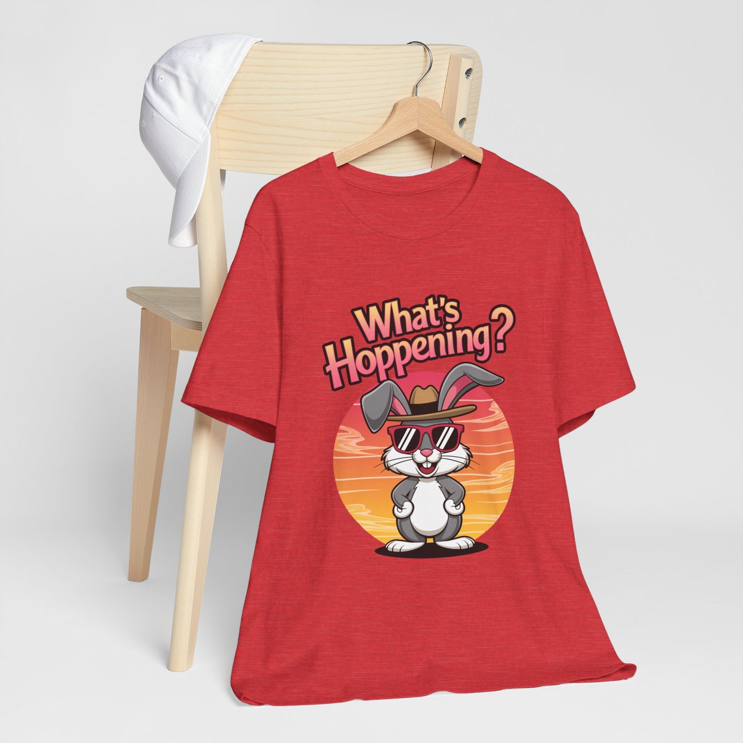 What’s Hoppening Funny Bunny Shirt – Cute Rabbit Pun T-Shirt – Sunset Graphic Tee for Animal Lovers, Easter, and Pun Enthusiasts