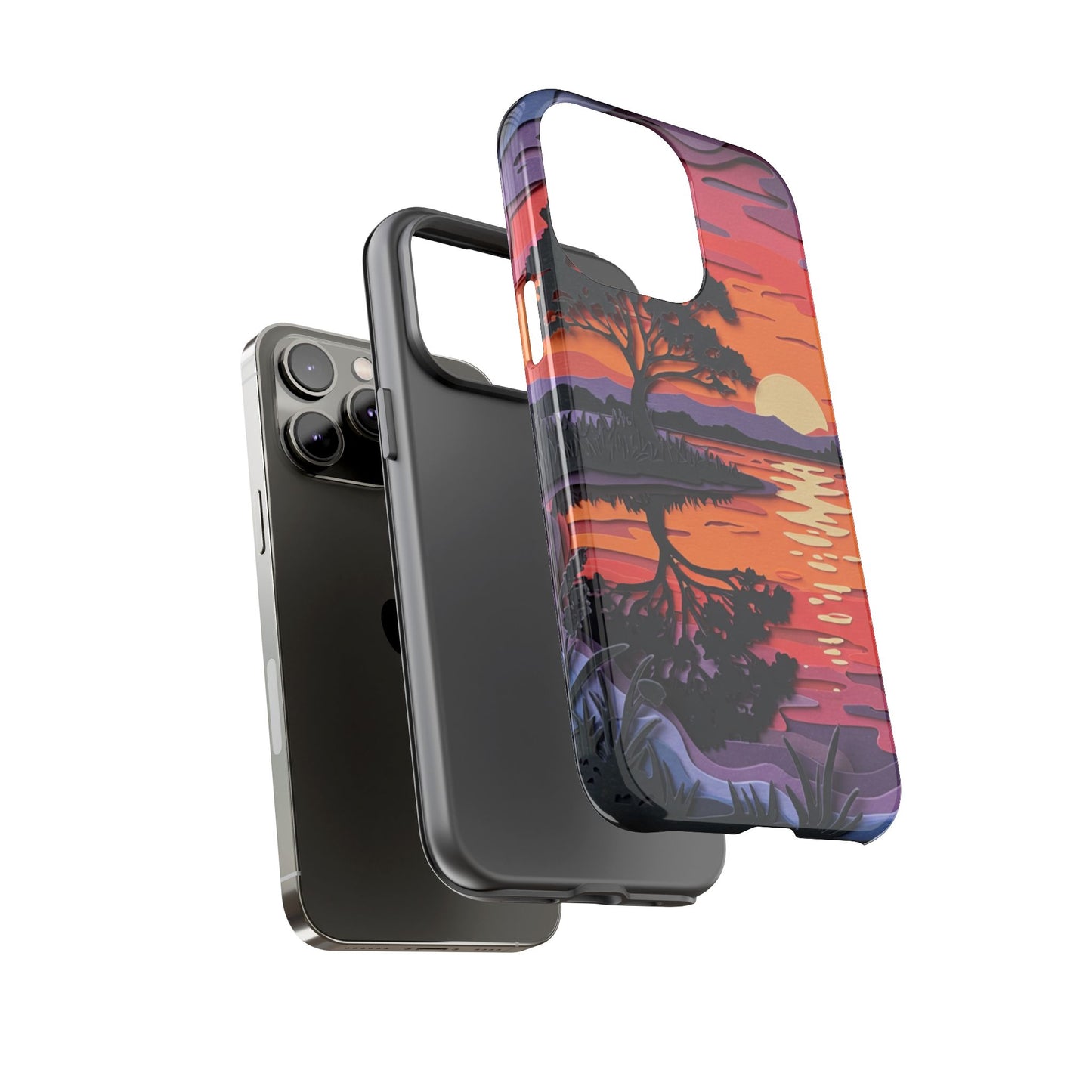iPhone Case - Colorful Paper Art Sunset Design