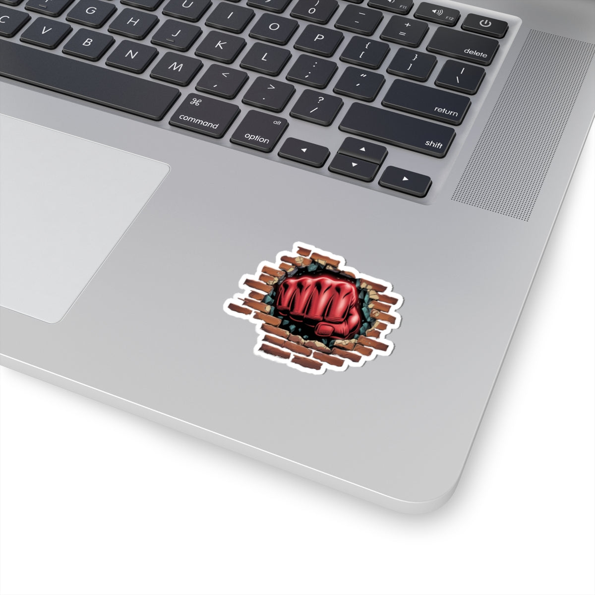 Sticker Red Fist Brick Wall Smash Kiss-Cut Sticker