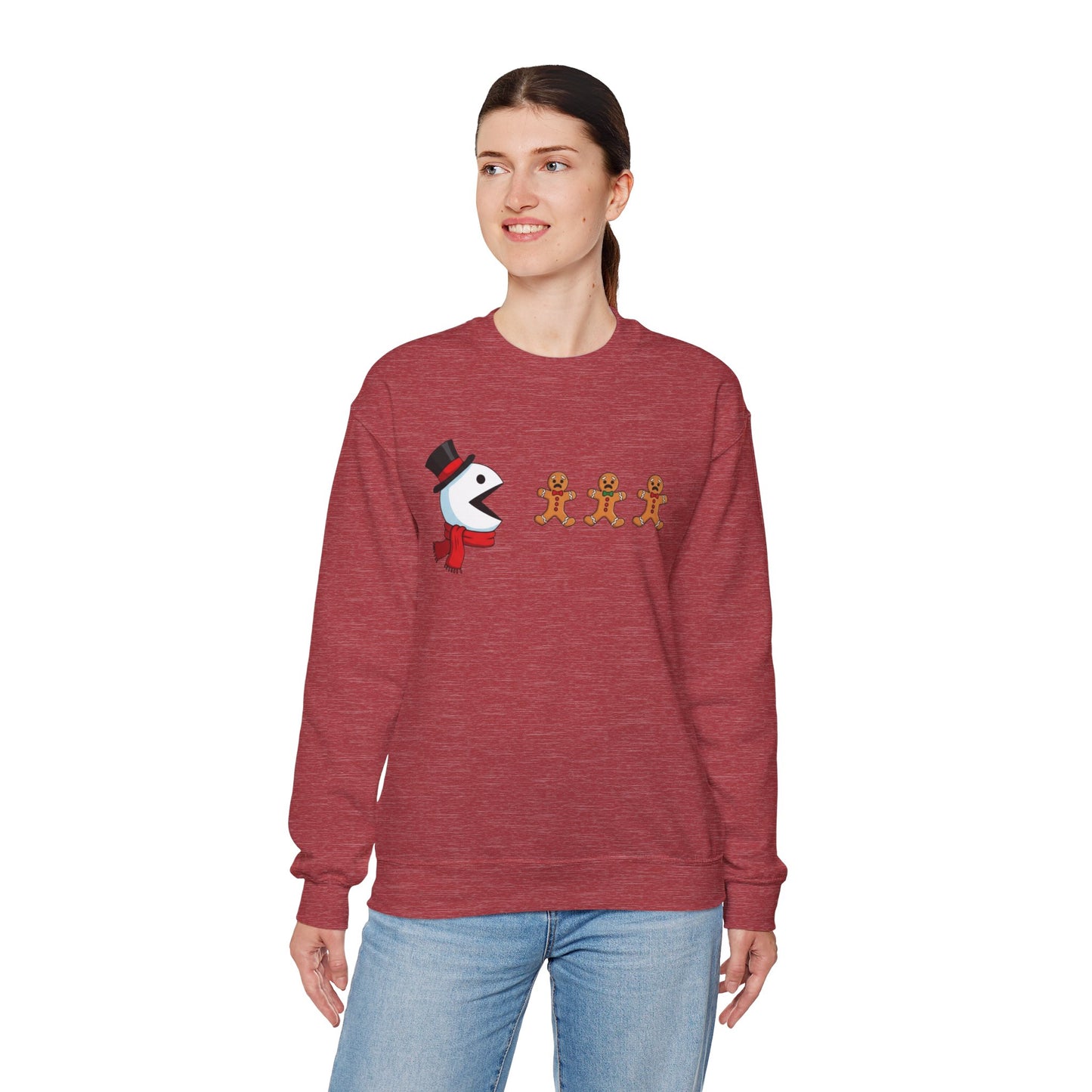 Funny Snowman And Gingerbread Sweatshirt, Cute Christmas Crewneck, Holiday Winter Sweater, Festive Graphic Pullover For Men And Women