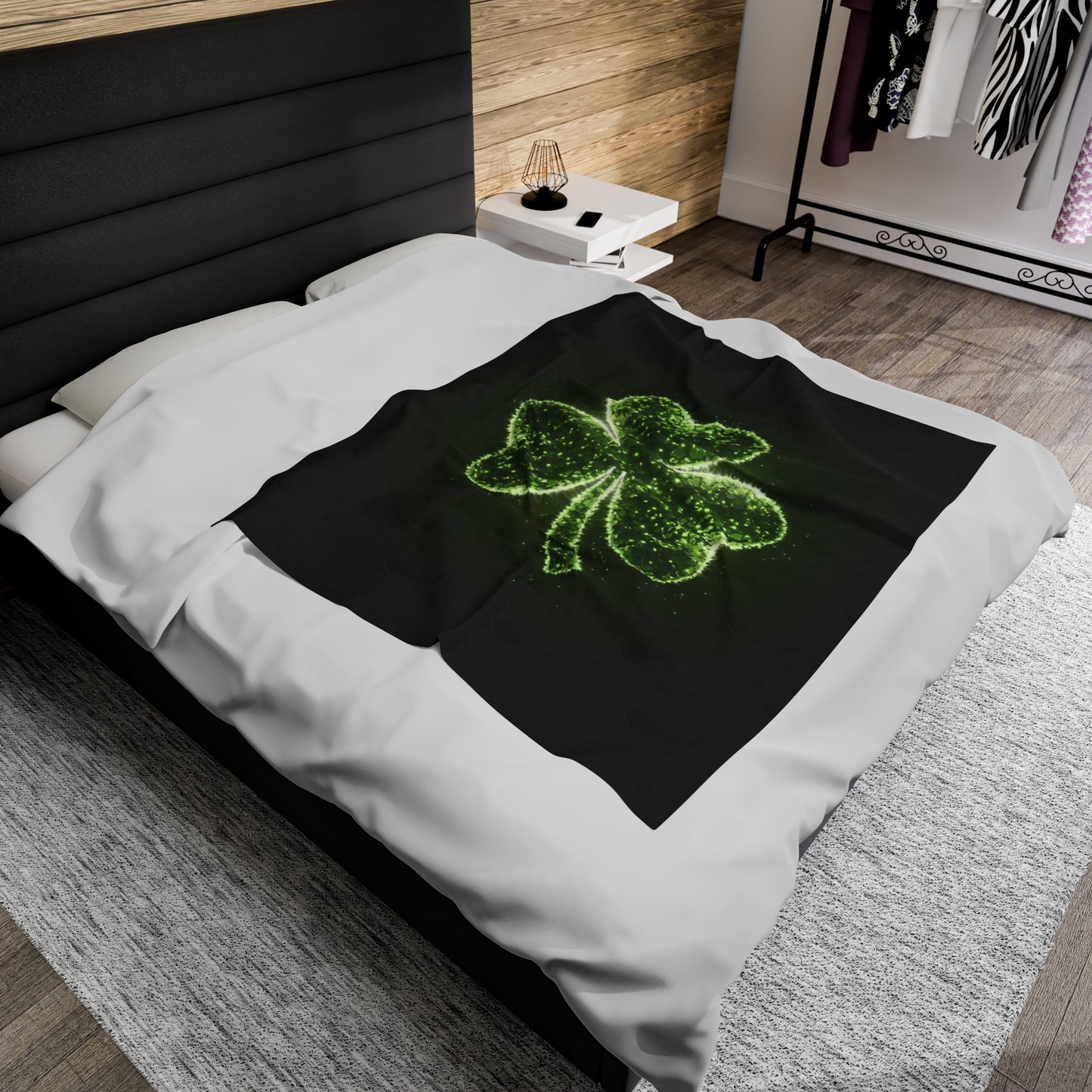 Plush Blanket with Shamrock Design