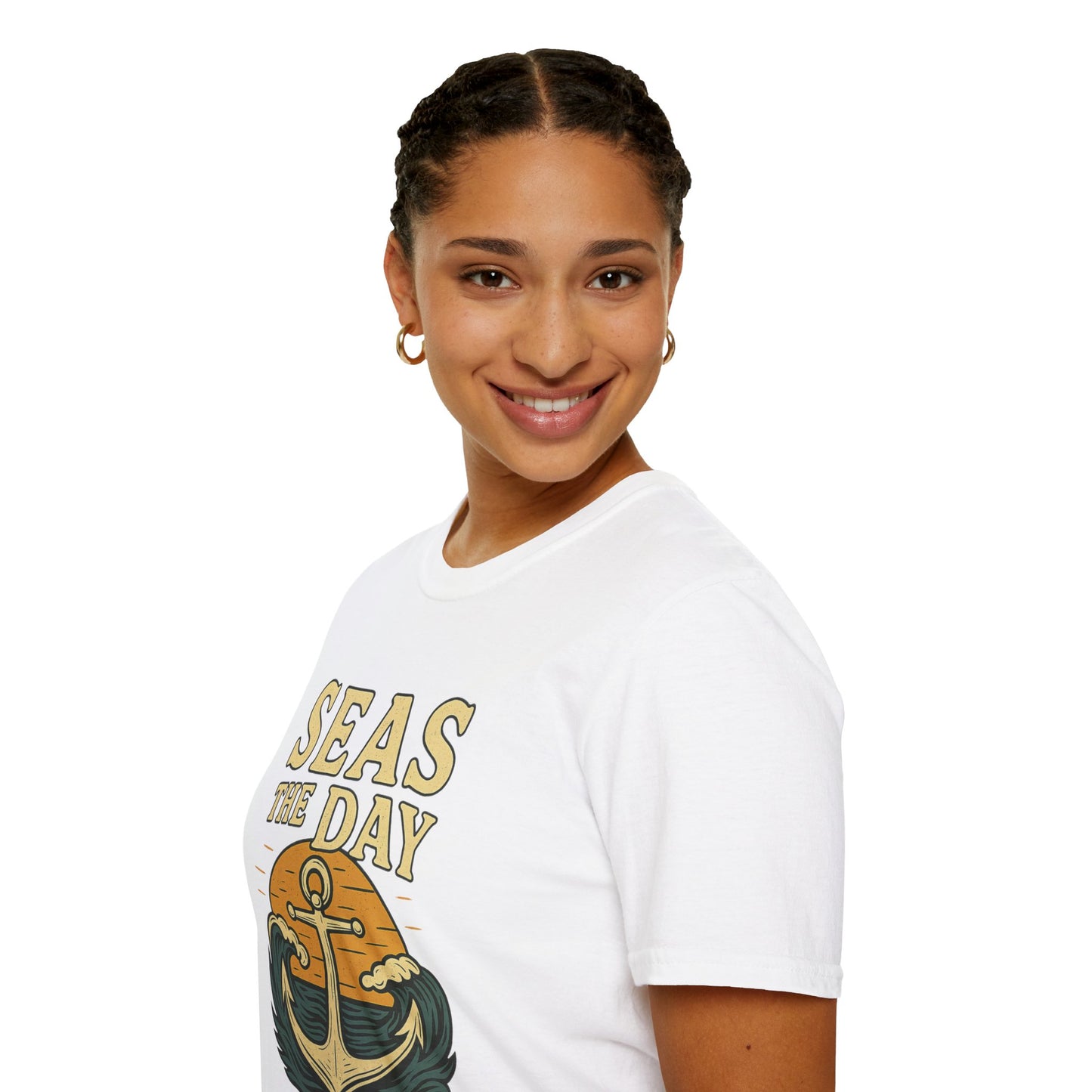 Seas the Day Shirt – Nautical Anchor Ocean Tee | Coastal Beach Graphic T-Shirt | Funny Seaside Pun Gift | Unisex Summer Travel Top