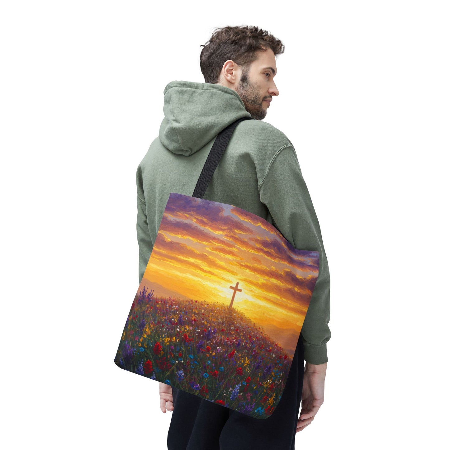 Cross Painted Tote Bag Christian Bag Inspirational Tote Spiritual Bag Religious Tote Bag