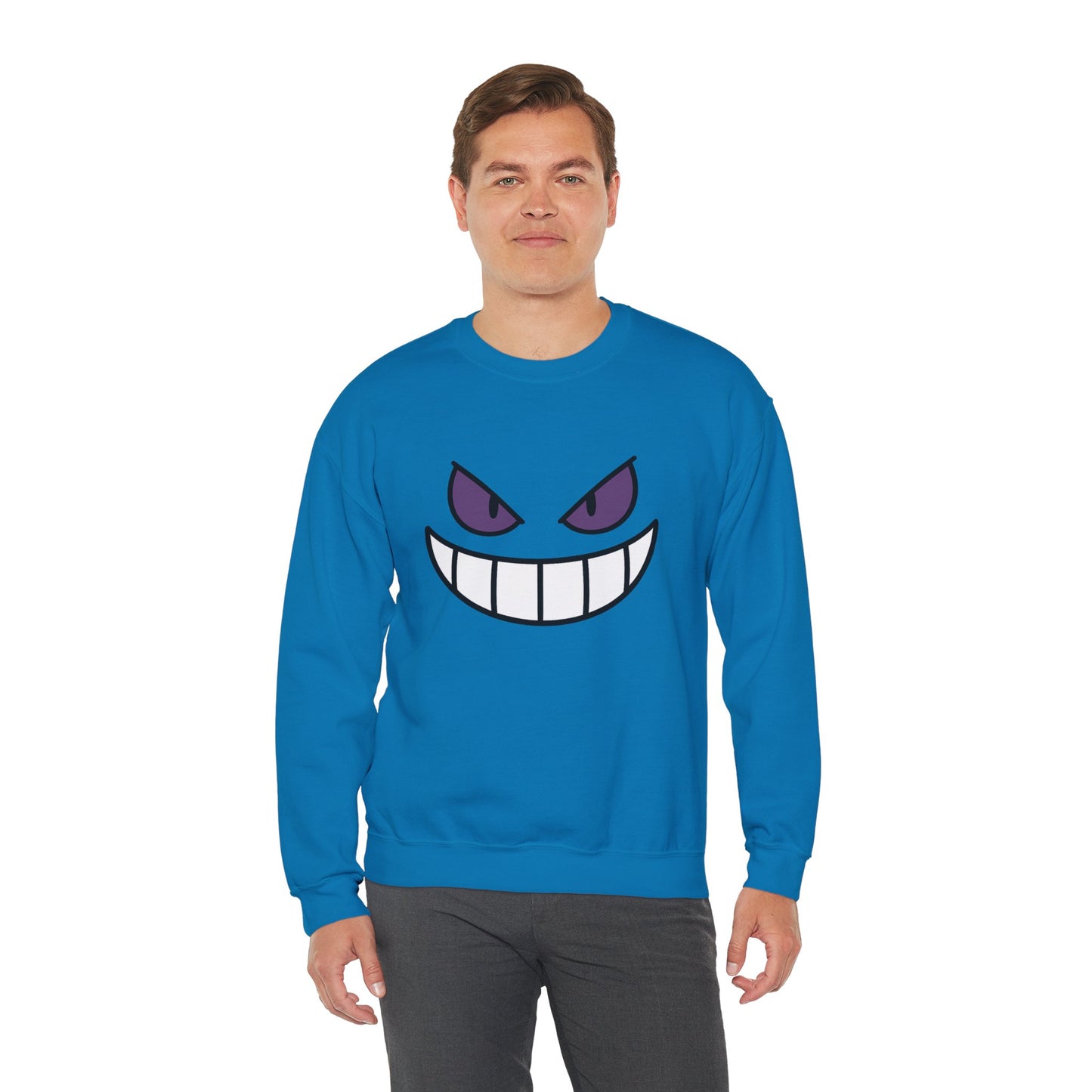 Sinister Grin Sweatshirt, Creepy Smile Crewneck, Dark Cartoon Face Sweatshirt, Halloween Gothic Sweatshirt, Spooky Grin Pullover