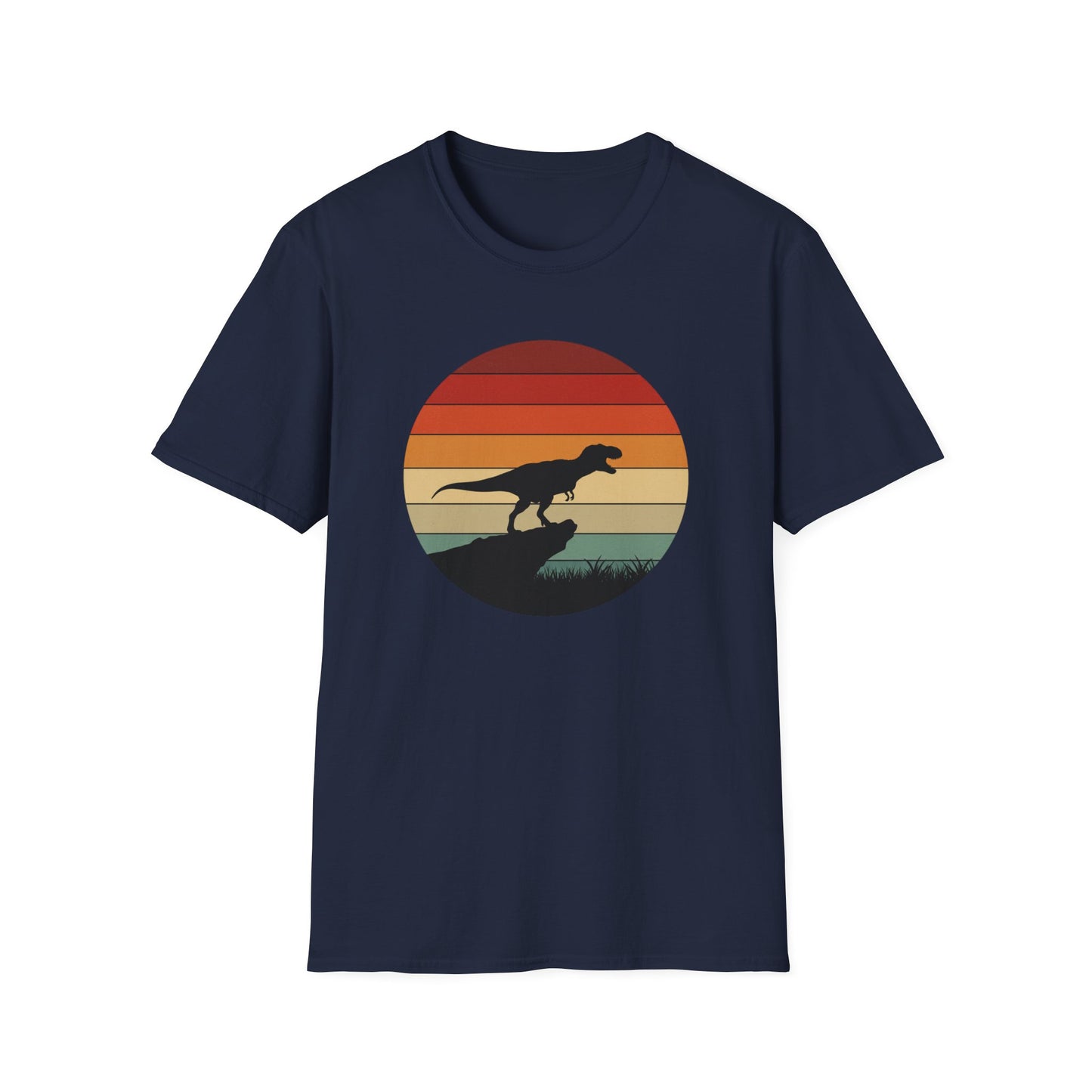 Retro T-Rex Dinosaur Shirt for Men Women - Vintage Sunset Graphic Tee - Unisex Jurassic Gift Idea Funny Casual Dino T-Shirt