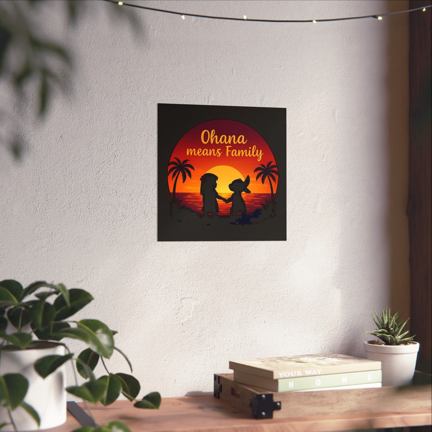 Ohana Means Family Poster - Sunset Wall Art, Family Inspired Print, Hawaiian Quote Decor, Family Room Aesthetic