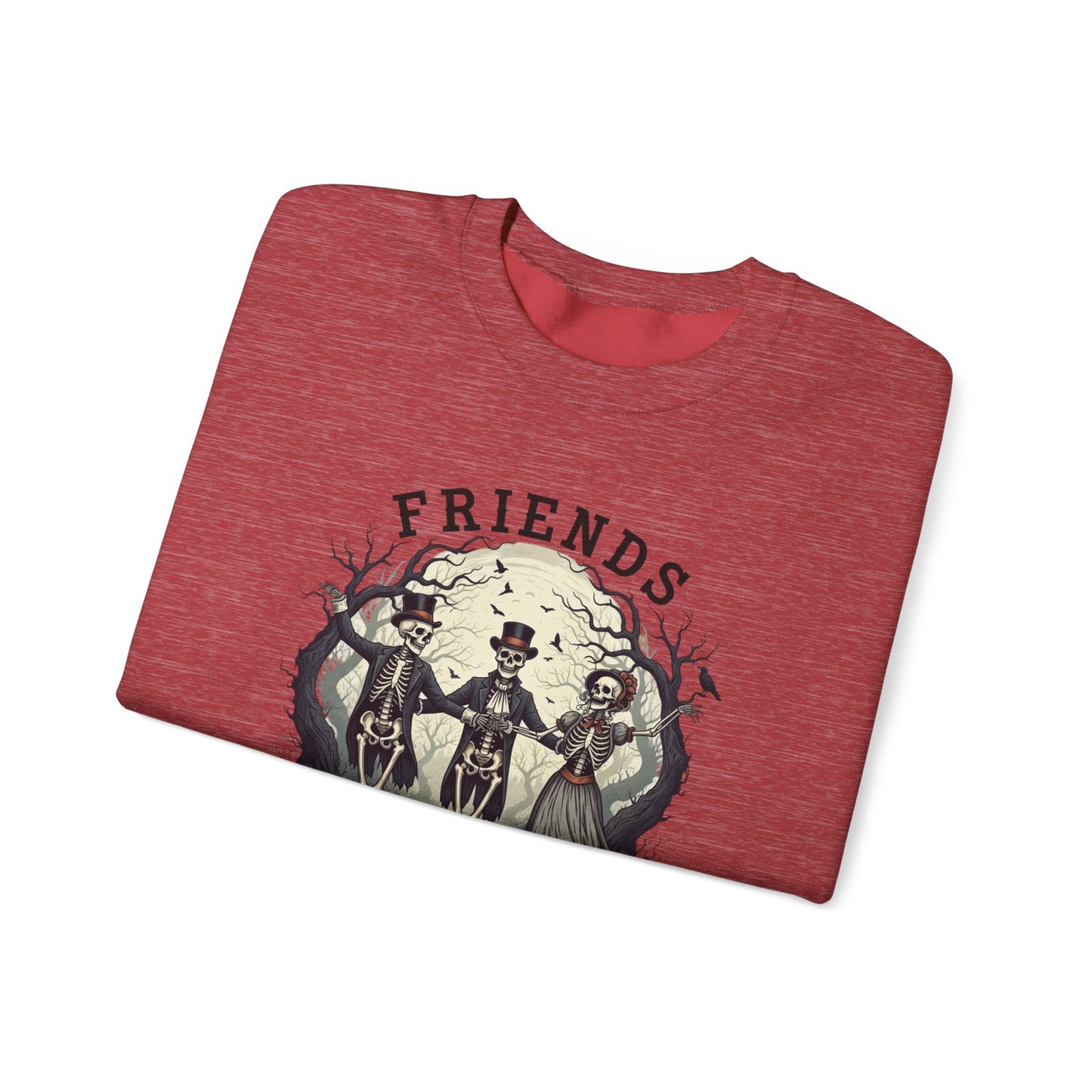 Friends Till The End Skeleton Sweatshirt | Dancing Skeletons Halloween Crewneck | Spooky Fall Graphic Pullover Gift for Bestie