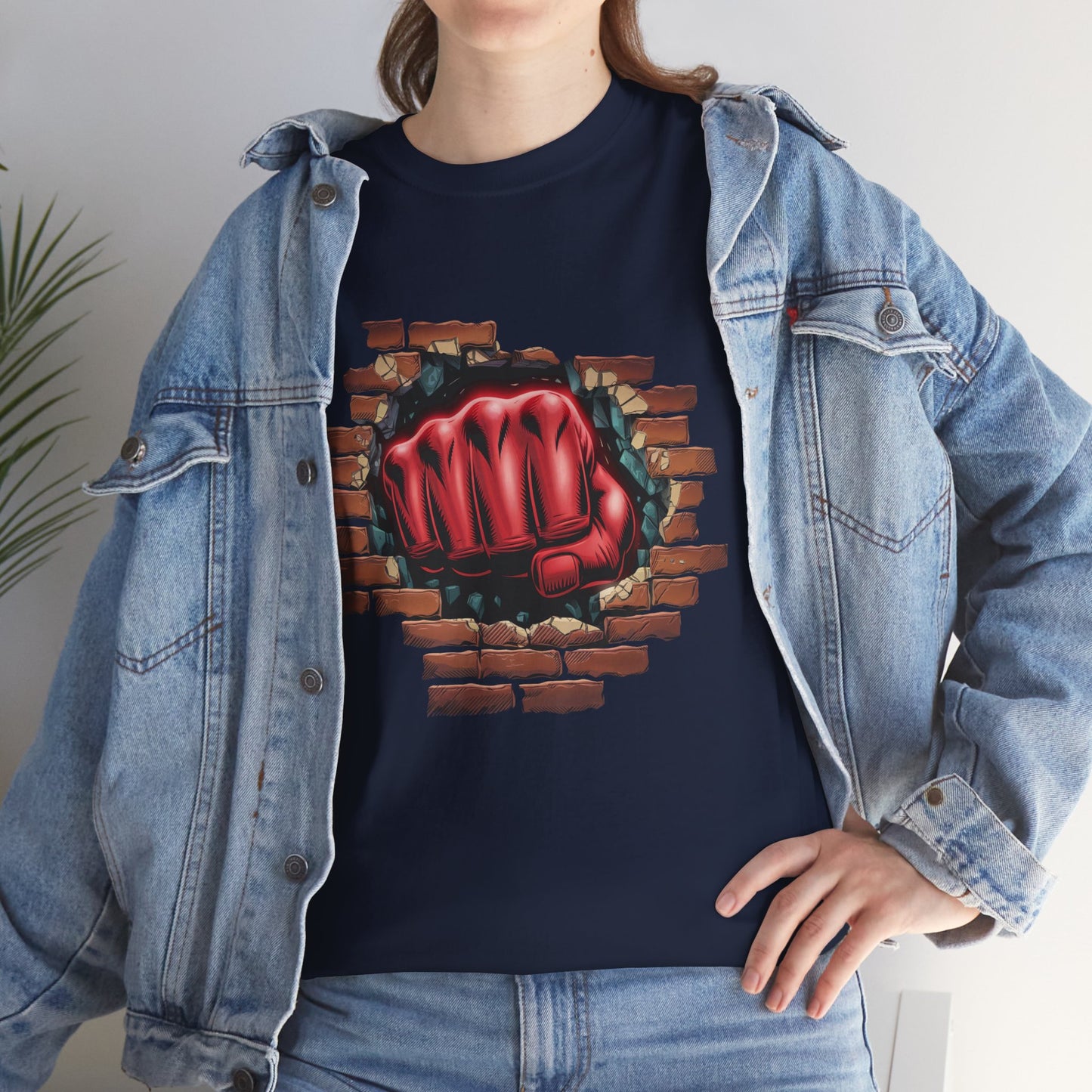 Impact Fist Graphic T-Shirt – Punch Through Brick Wall Design | Bold Streetwear Tee for Fighters, Gym & Edge-Lovers