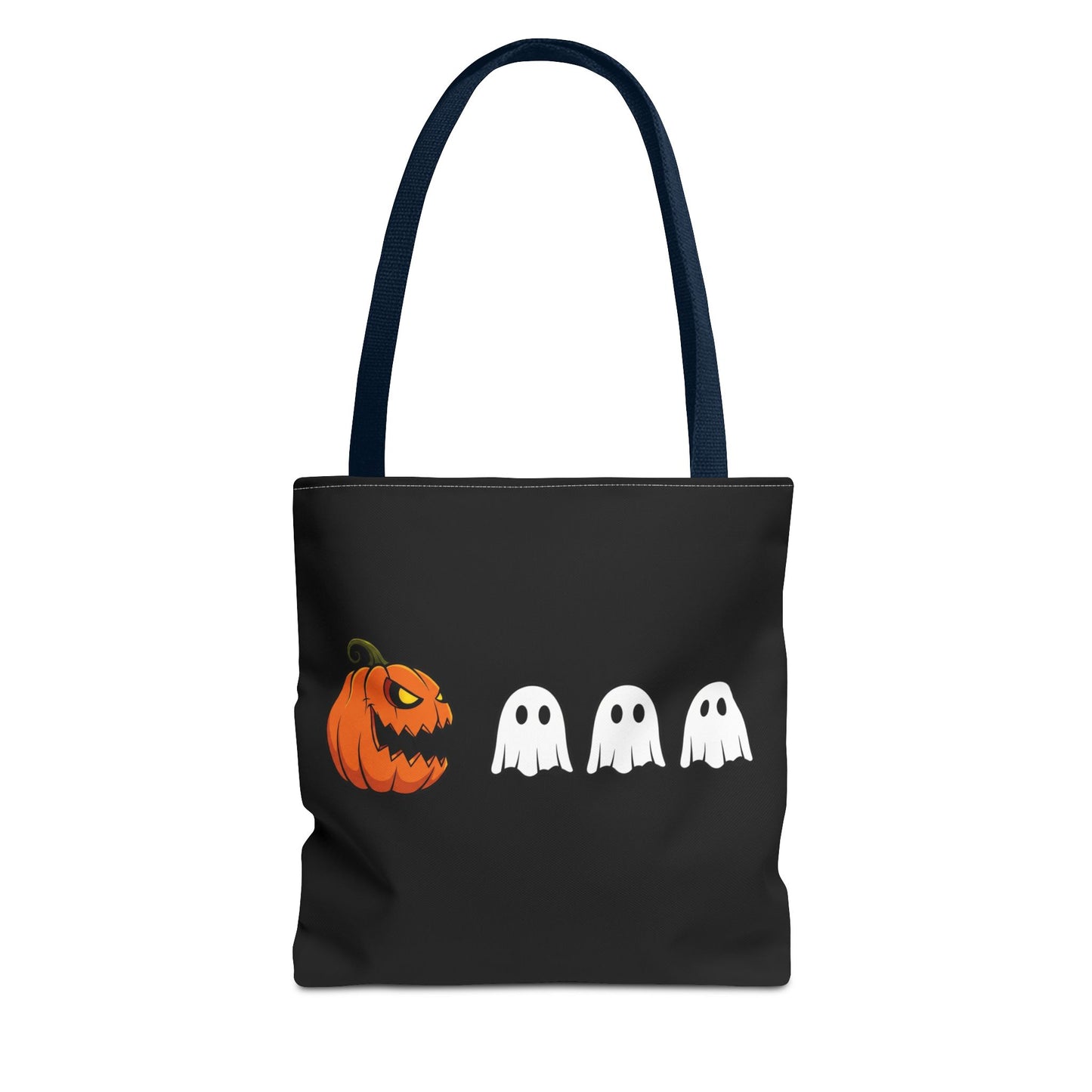 Halloween pumpkin ghost tote bag, spooky trick or treat canvas bag, ghost pumpkin design reusable tote, spooky season gift tote