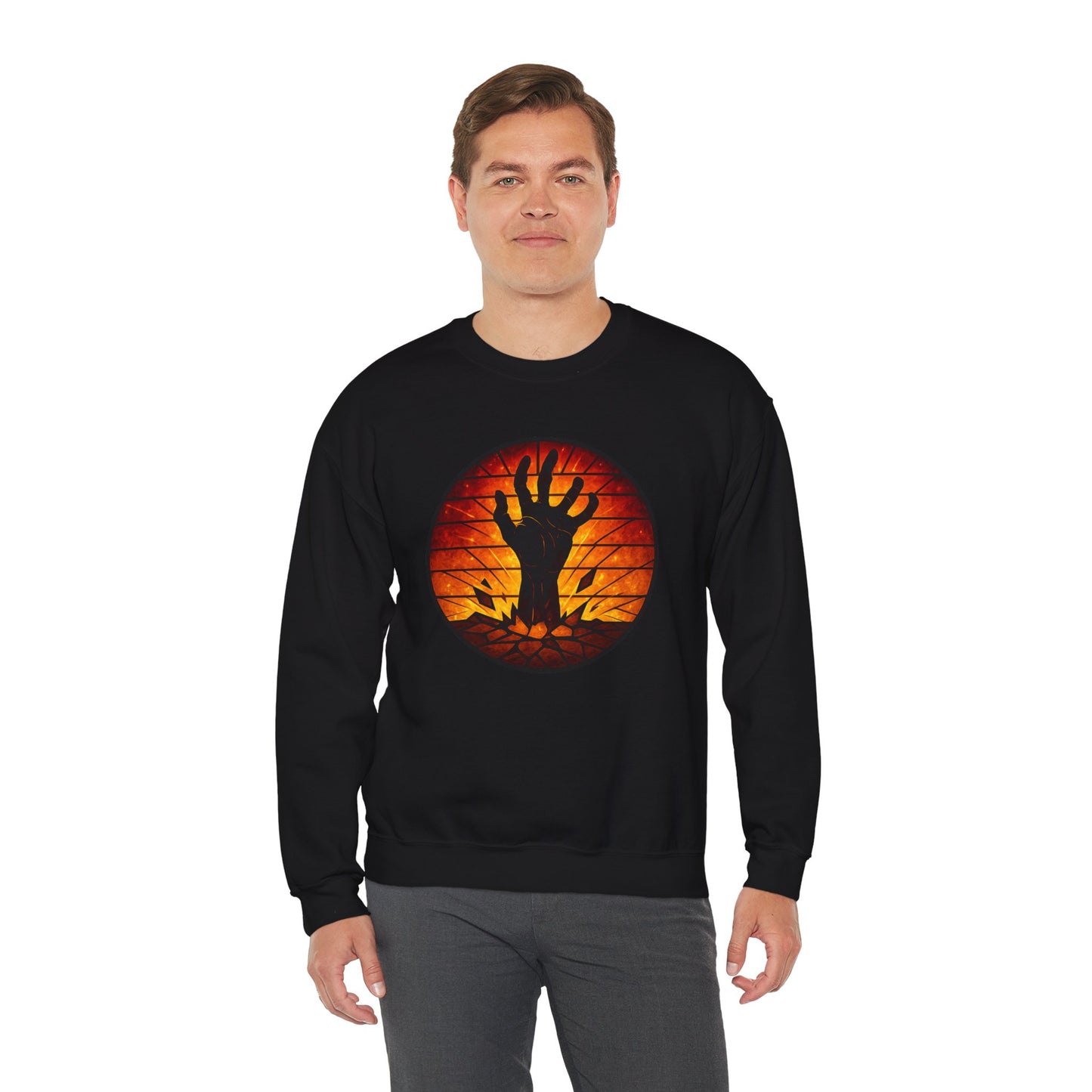 Zombie Hand Sweatshirt, Creepy Rising Hand Crewneck, Halloween Graveyard Sweatshirt, Spooky Hand Emerging, Gothic Horror Sweater