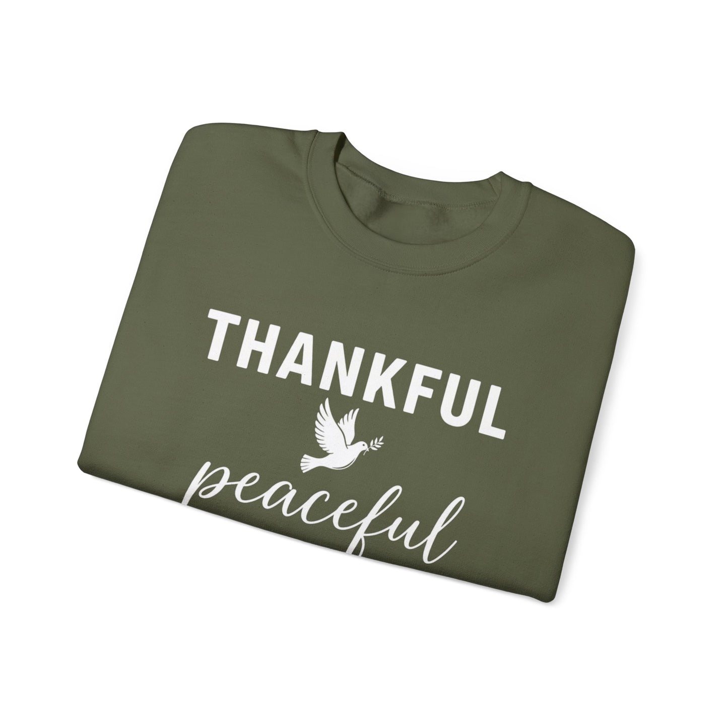 Thankful Peaceful Sweatshirt, Inspirational Quote Crewneck, Positive Message Sweater, Gratitude Gift, Cozy Faith Based Pullover