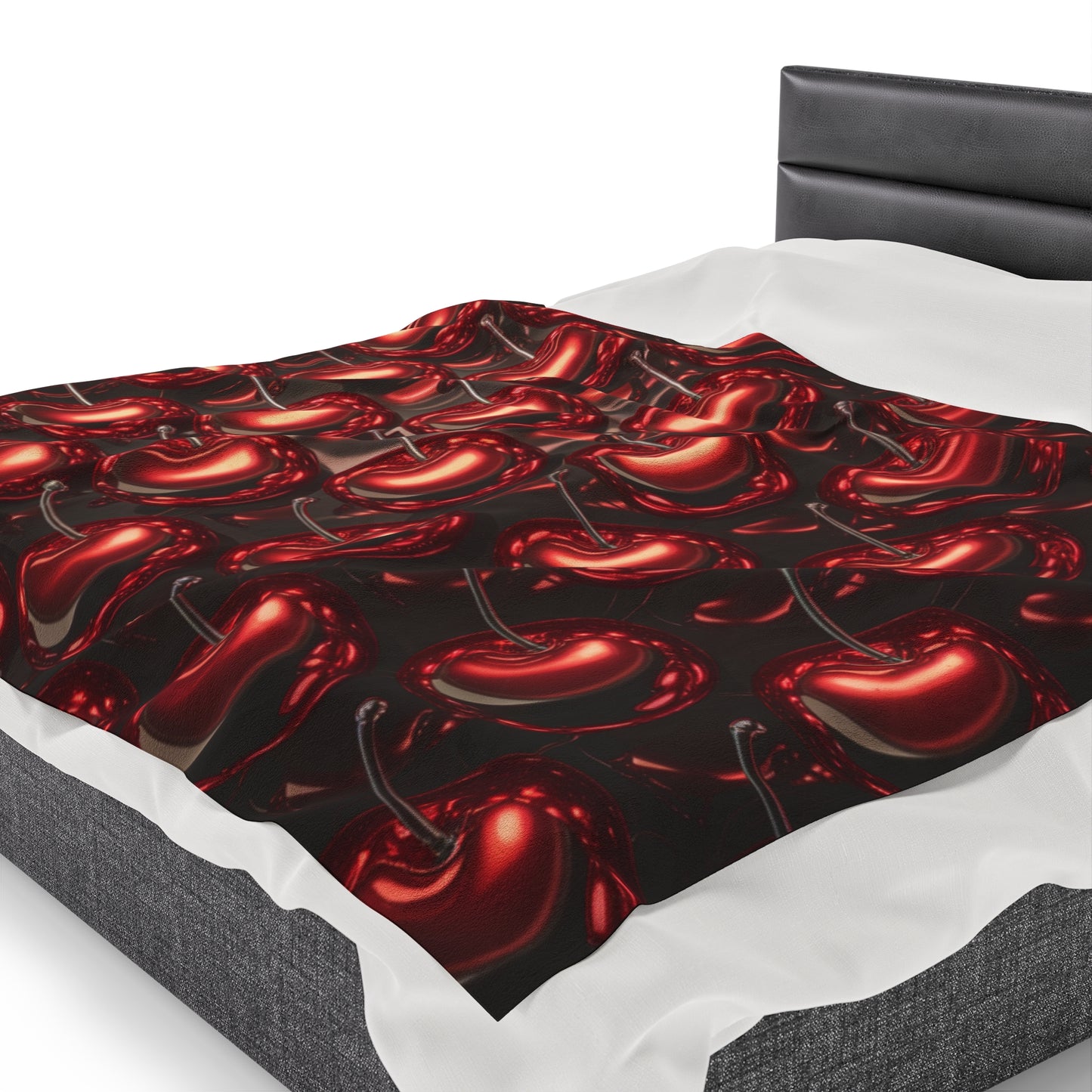 Plush Blanket with Shiny Cherry Design