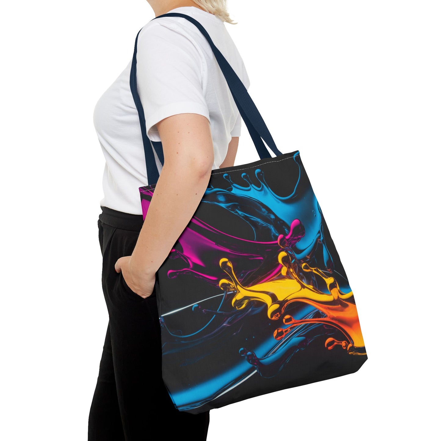 Abstract Neon Splash Tote Bag, Vibrant Colorful Art Bag, Reusable Shopping Bag, Modern Everyday Carryall, Bright Aesthetic Gift For Her