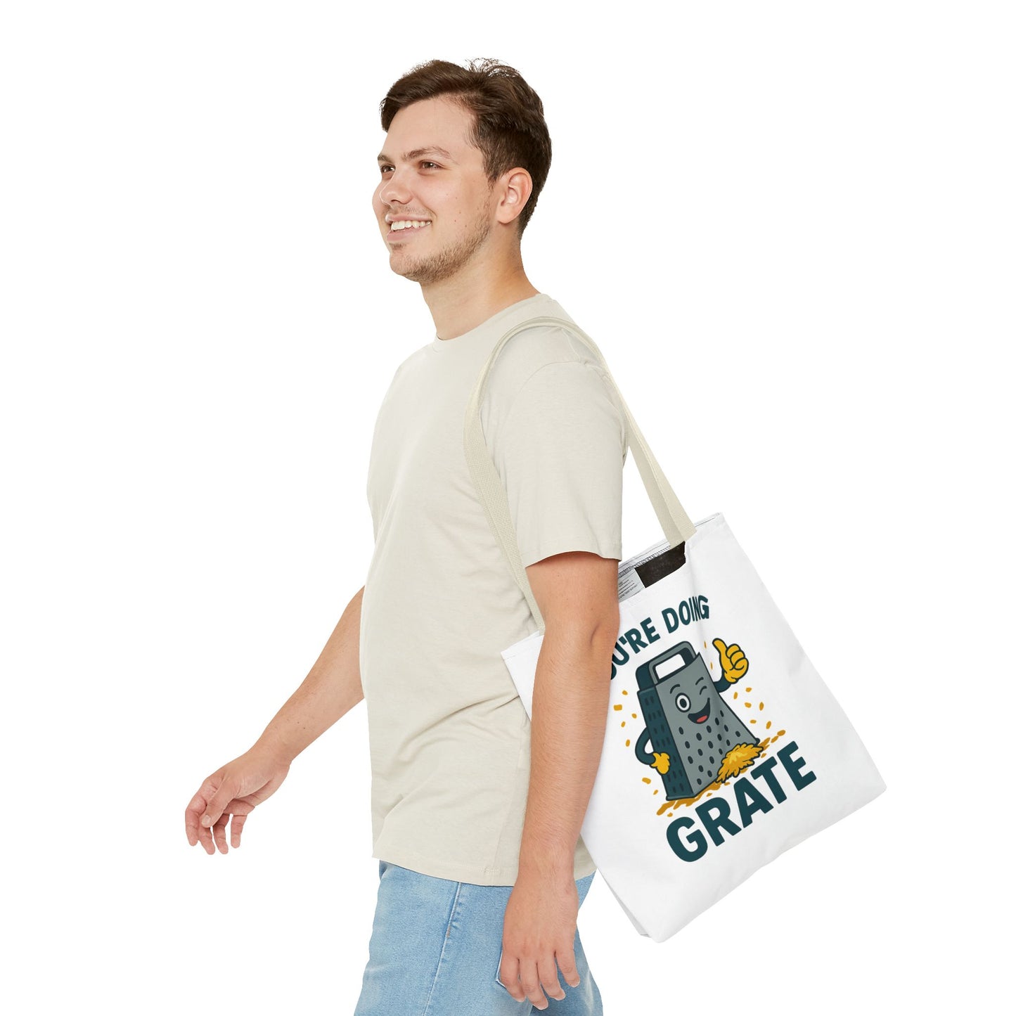 Funny Cheese Pun Tote Bag – “You’re Doing Grate” Grocery Bag | Cute Gift for Coworkers, Teachers, Food Lovers & Everyday Motivation