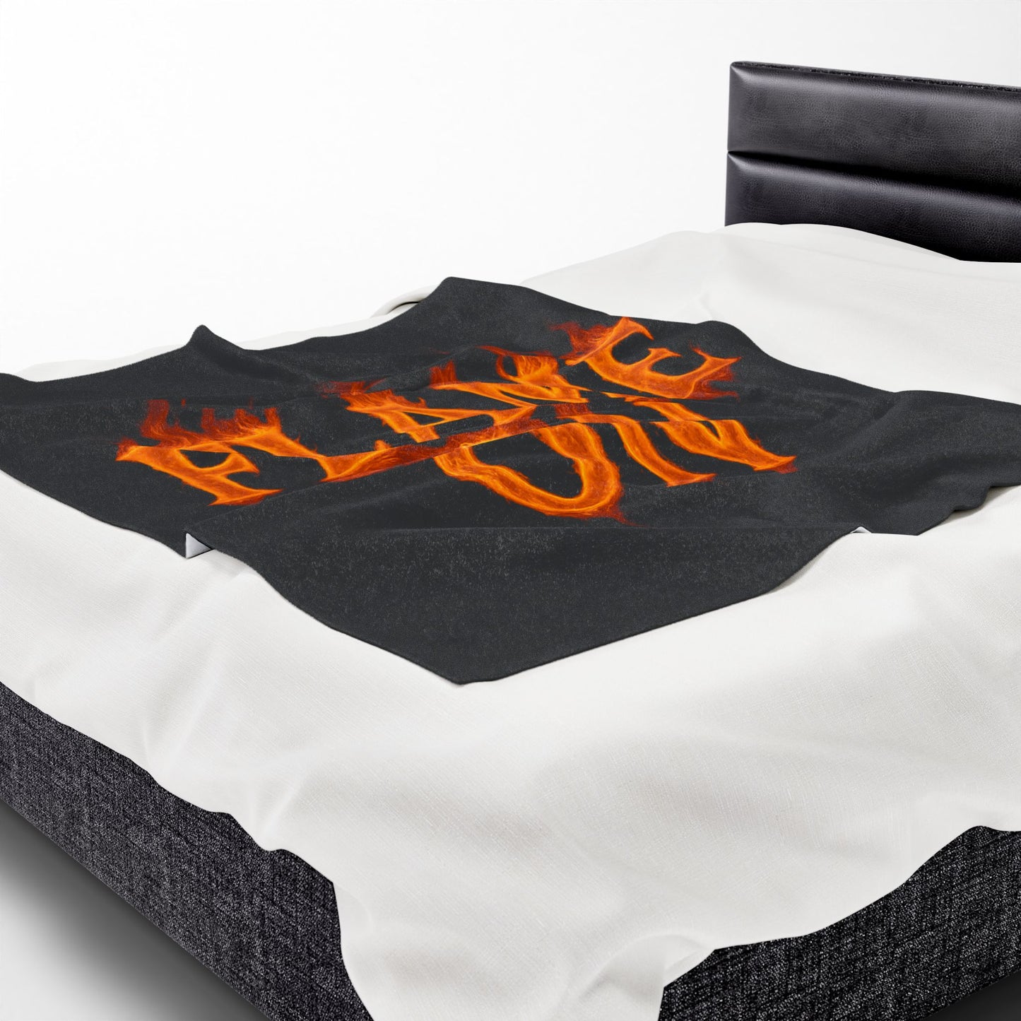 Flame On Fire Typography Blanket - Bold Flame Text Fleece Throw for Comic Fans, Cozy Fire Aesthetic Decor, Hero-Inspired Bedding Gift