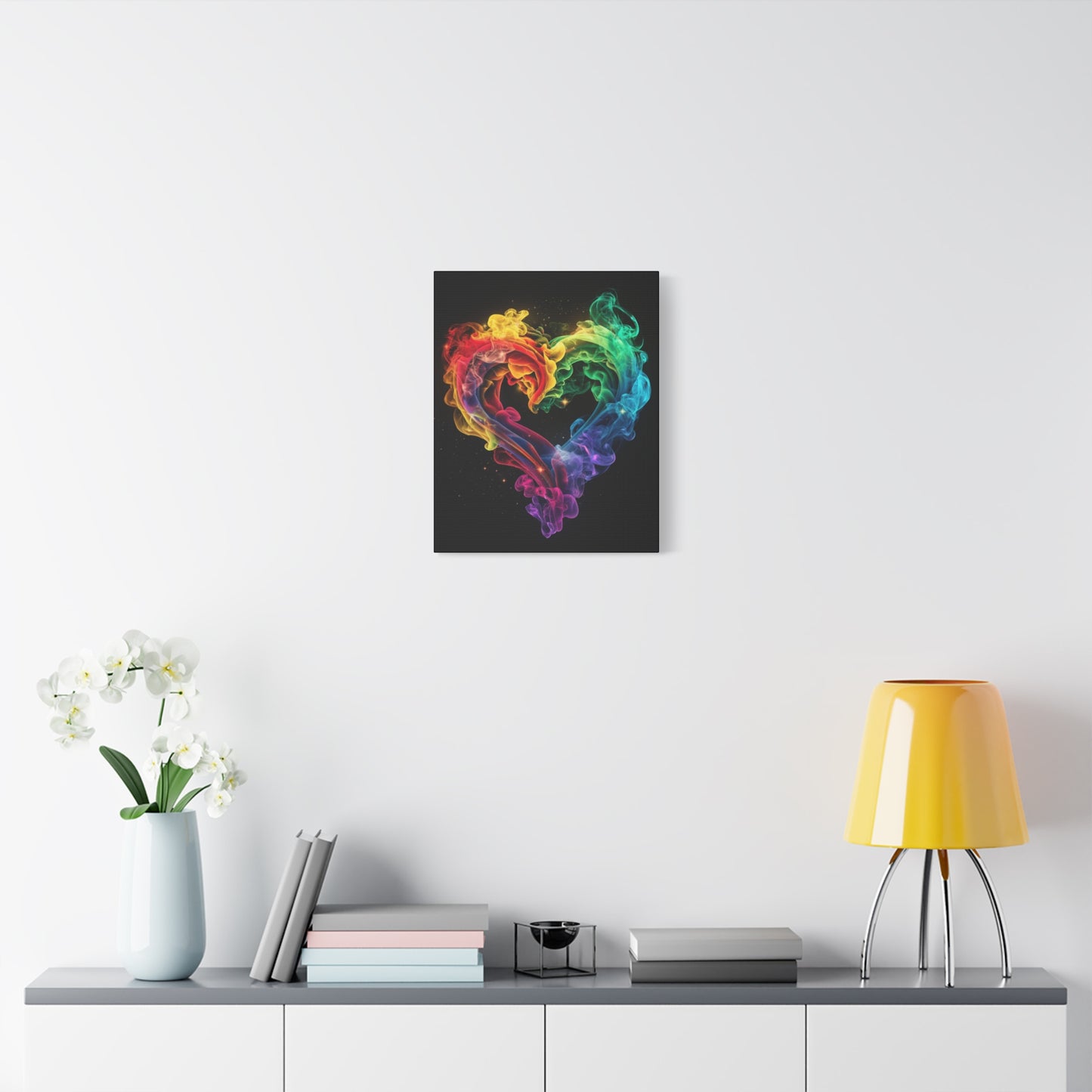 Canvas Art Print - Colorful Smoke Heart Design