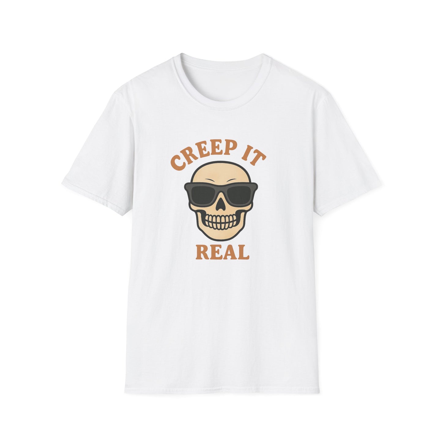 Creep It Real Shirt - Funny Skull Halloween T-Shirt, Spooky Season Graphic Tee, Cool Skeleton with Sunglasses, Humorous Fall Top