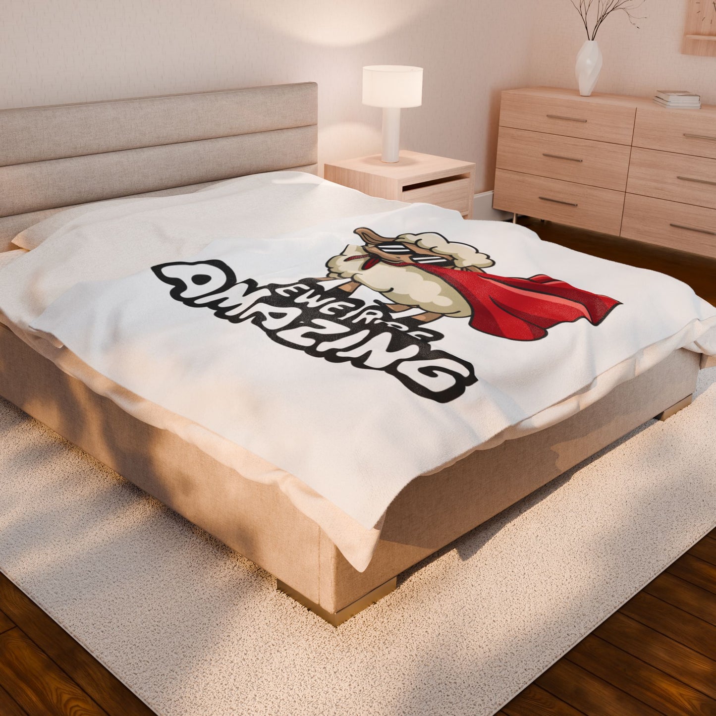 Funny Sheep Blanket Ewe Are Amazing Throw Cute Animal Pun Gift Superhero Lamb Blanket Cozy Farmhouse Decor Soft Fleece Throw