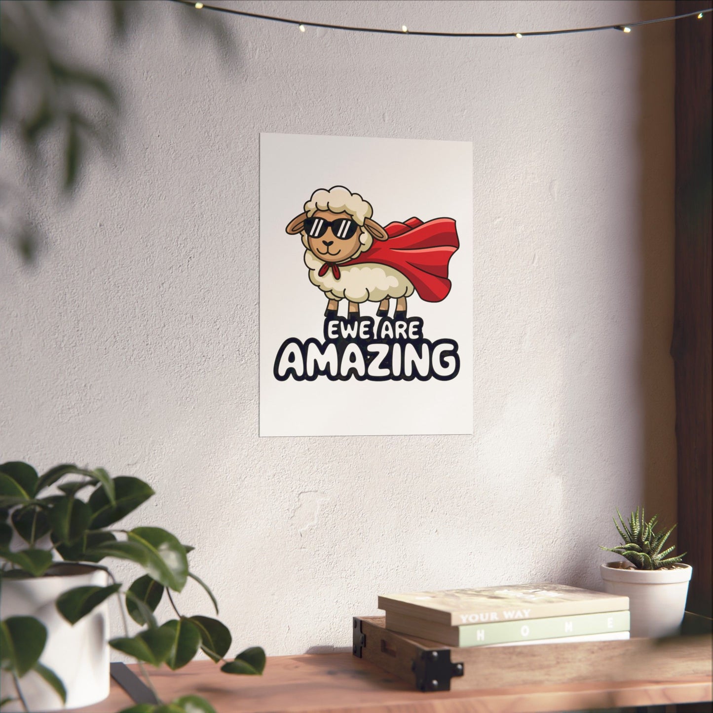 Funny Sheep Poster – “Ewe Are Amazing” Wall Art, Cute Animal Pun Print for Classroom, Kids Room, or Office Decor