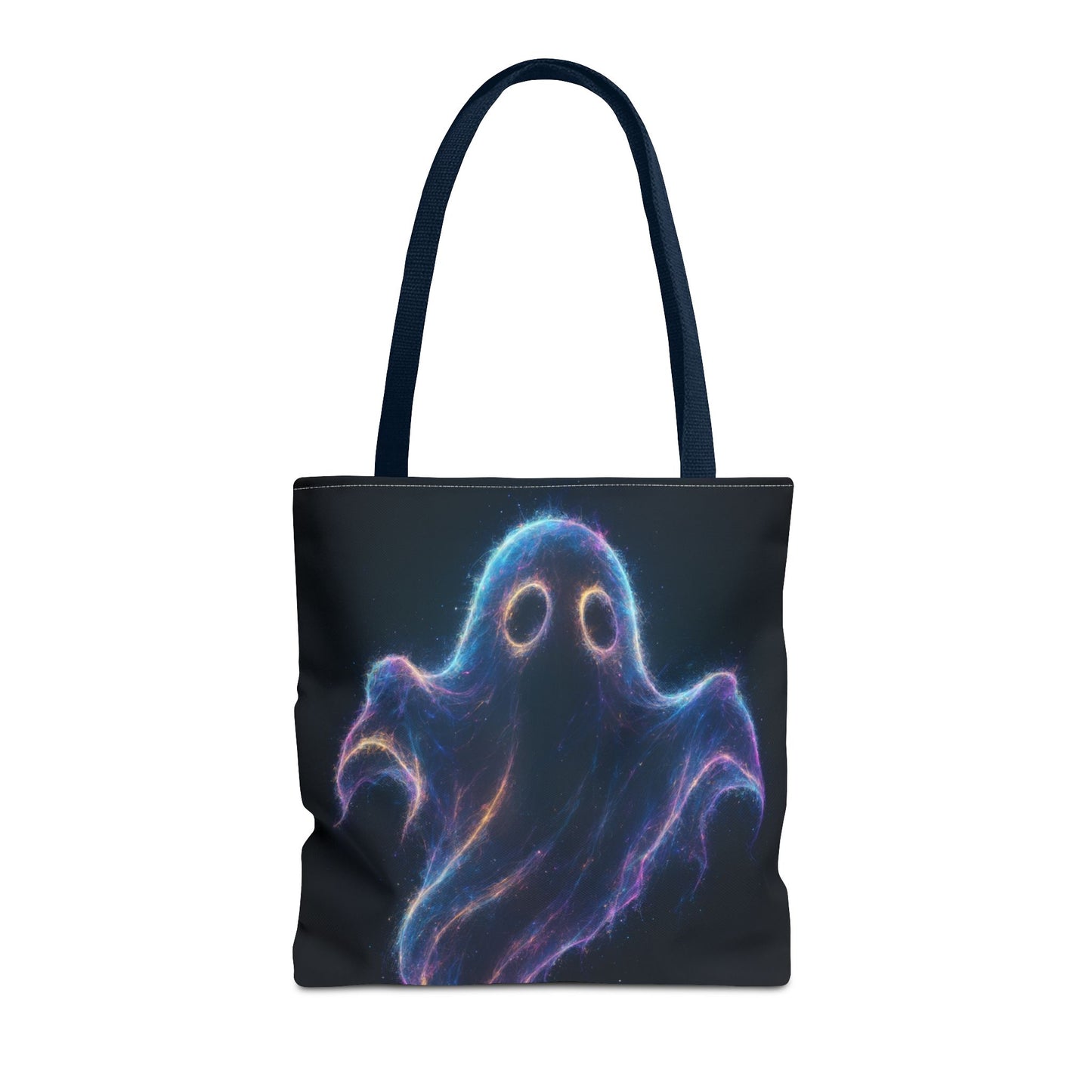 Neon Ghost Tote Bag, Spooky Halloween Canvas Tote, Glowing Cosmic Ghost Design Bag, Reusable Trick Or Treat Tote, Gothic Gift Accessory