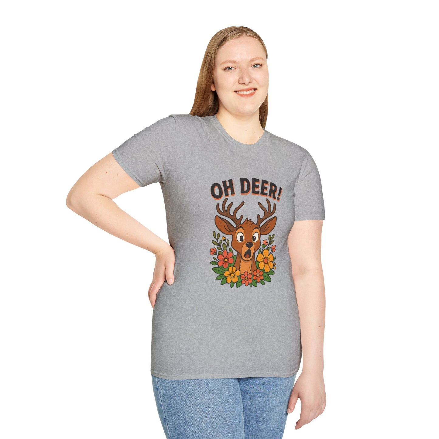Oh Deer! Cute Floral Deer Graphic Tee | Funny Animal Lover Gift, Personalized, Nature Woodland Shirt, Deer Mom | Gift for Her Him