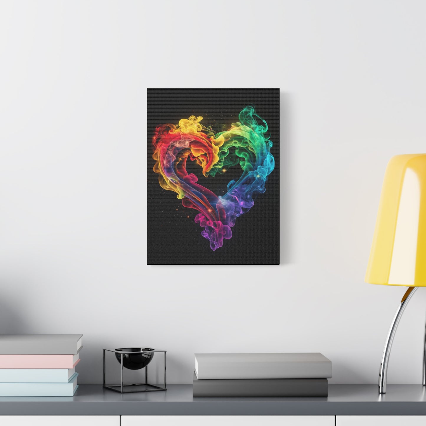 Canvas Art Print - Colorful Smoke Heart Design