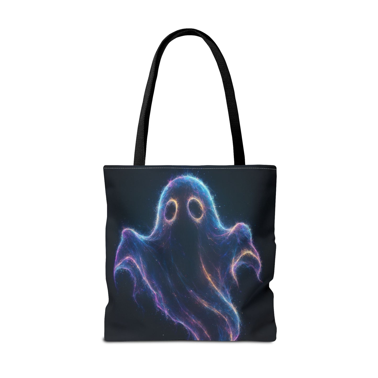 Neon Ghost Tote Bag, Spooky Halloween Canvas Tote, Glowing Cosmic Ghost Design Bag, Reusable Trick Or Treat Tote, Gothic Gift Accessory