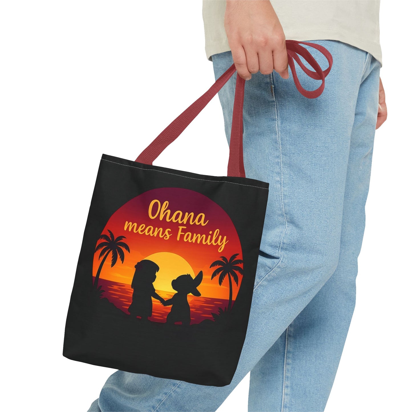 Ohana Means Family Tote Bag – Lilo and Stitch Inspired Bag, Hawaiian Quote, Disney Aesthetic Gift, Reusable Grocery or Beach Bag