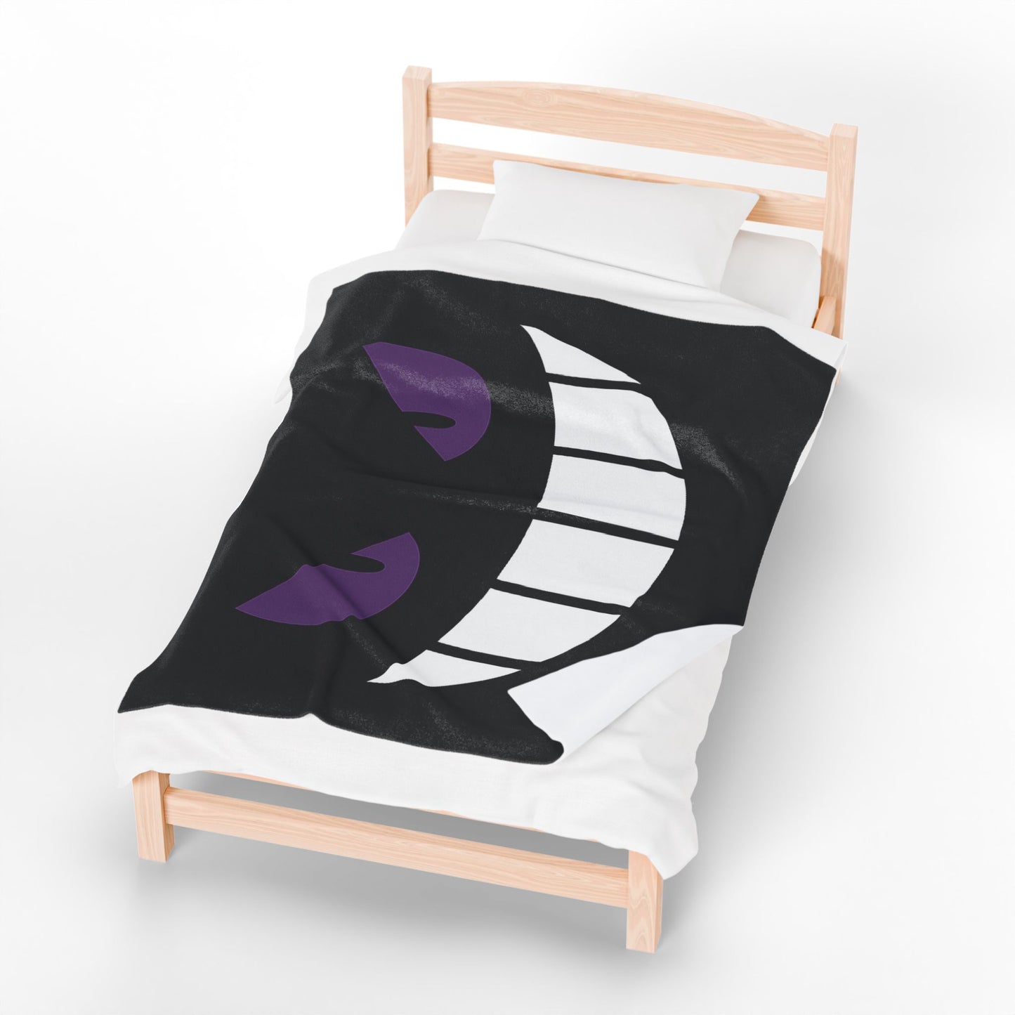 Evil Grin Blanket, Spooky Purple Eyes Throw Blanket, Creepy Cute Gamer Room Decor, Halloween Horror Bedding, Gothic Cozy Plush Blanket