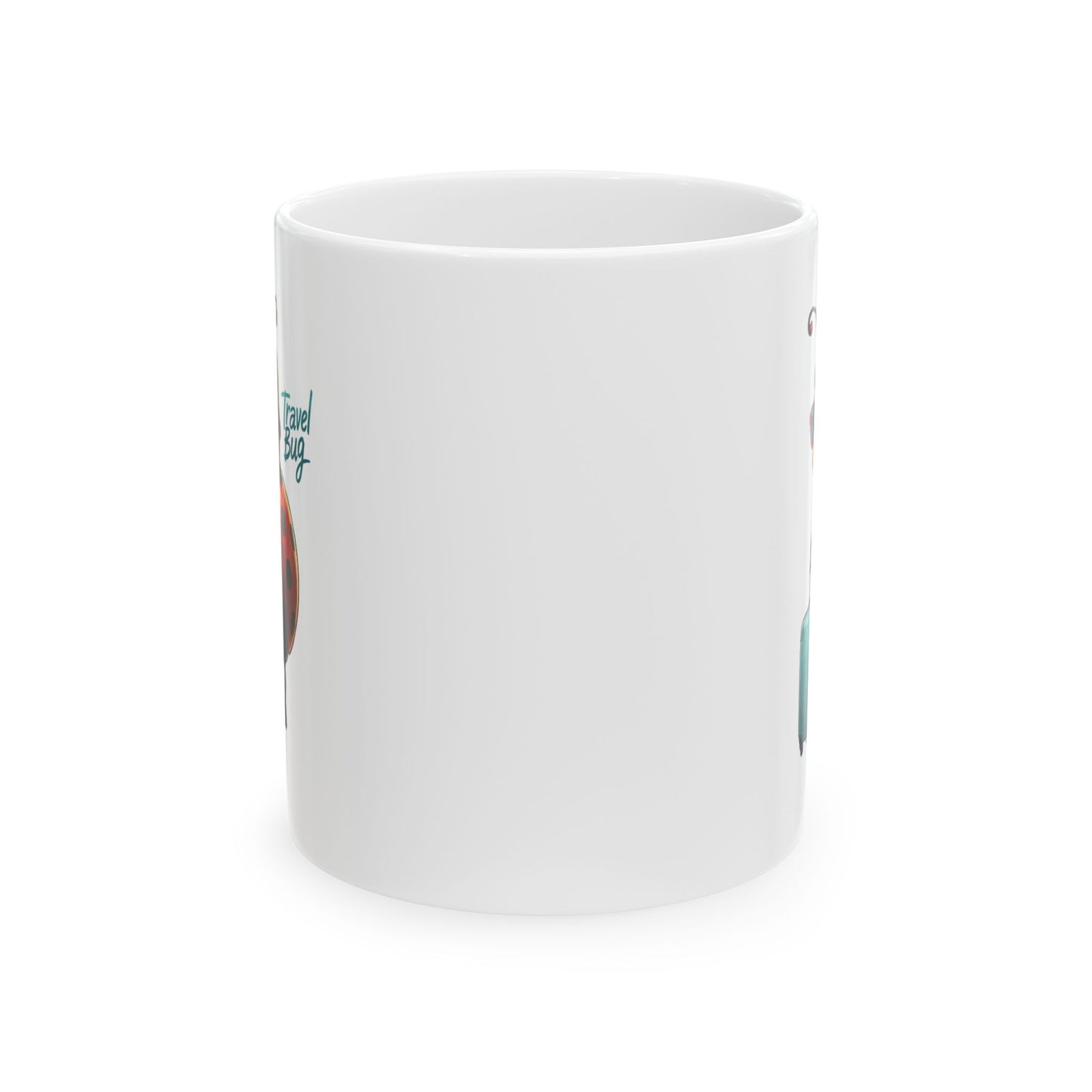 Travel Bug Coffee Mug – Cute Ladybug Traveler Ceramic Mug, Whimsical Travel Gift, Eco-Friendly Kitchen Cup for Bug Lovers