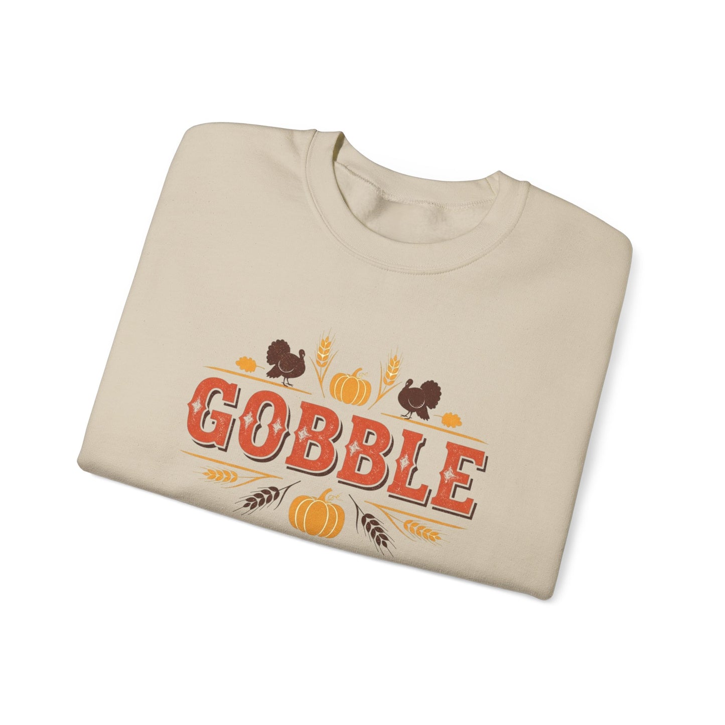 Gobble Thanksgiving Sweatshirt, Fall Pumpkin Turkey Shirt, Cozy Autumn Crewneck, Cute Gobble Pullover, Thanksgiving Dinner Outfit