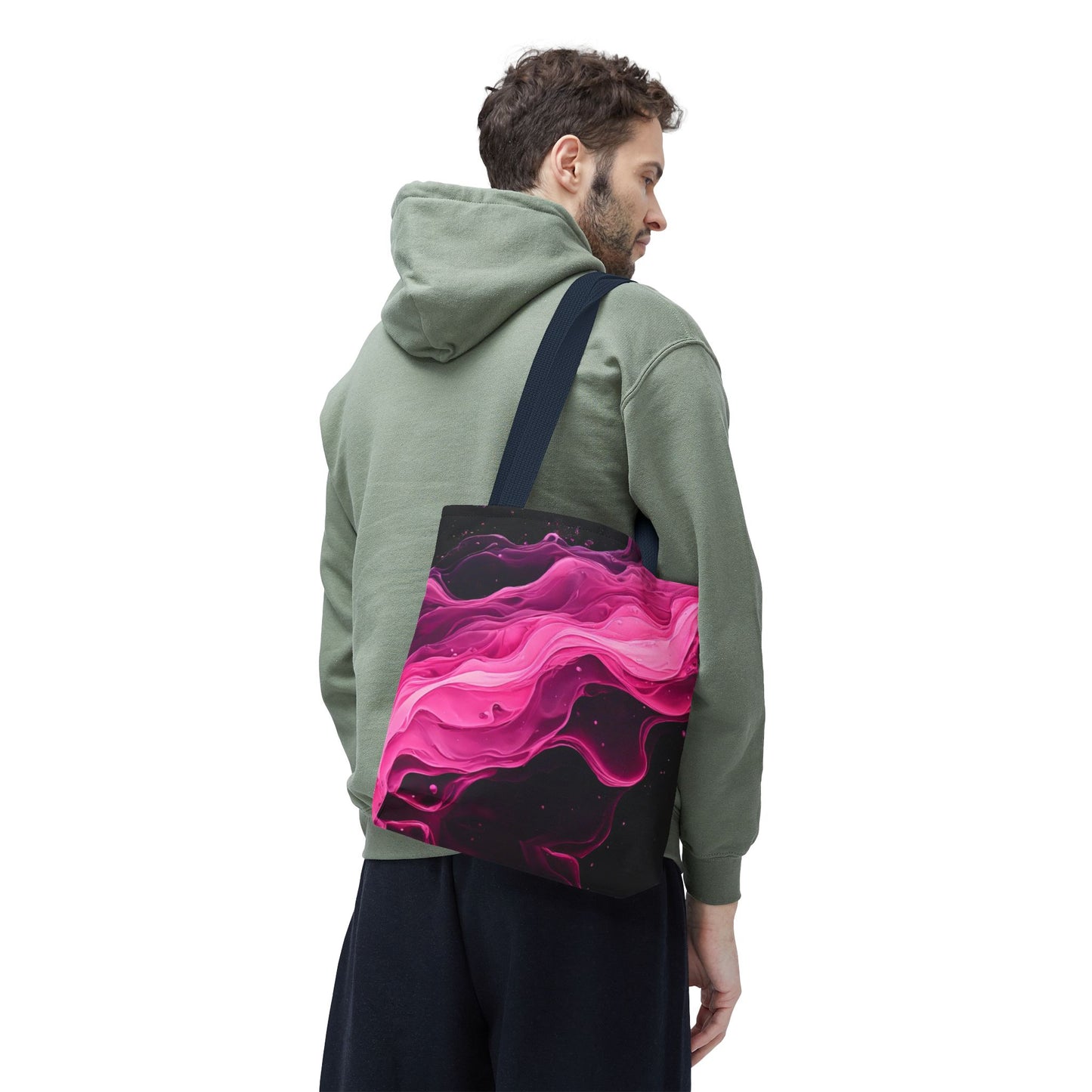 Pink Abstract Tote Bag | Bold Magenta Swirl Art Print Tote | Abstract Expressionism Carryall | Statement Shopper | Canvas Tote Bag