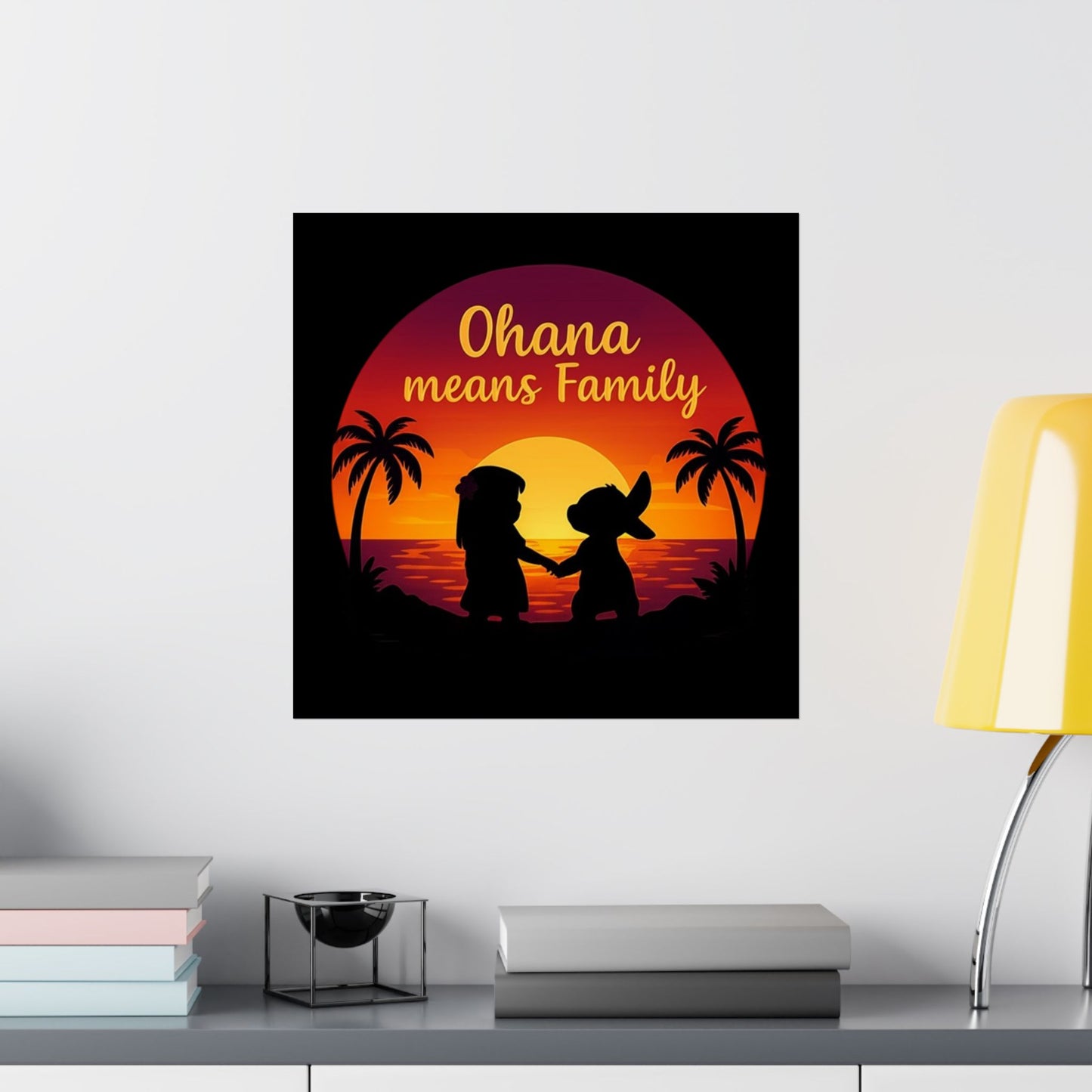 Ohana Means Family Poster - Sunset Wall Art, Family Inspired Print, Hawaiian Quote Decor, Family Room Aesthetic