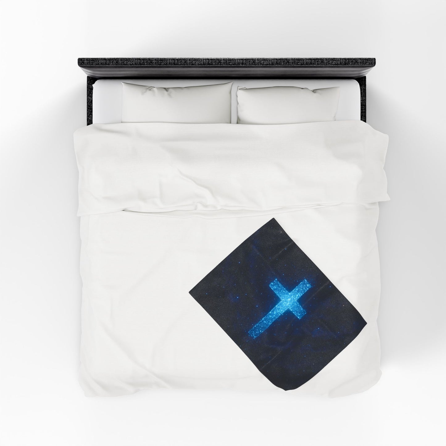 Velveteen Plush Blanket with Bioluminescent Cross Design Christian Decor Inspirational Throw Spiritual Blanket Gift for Believers