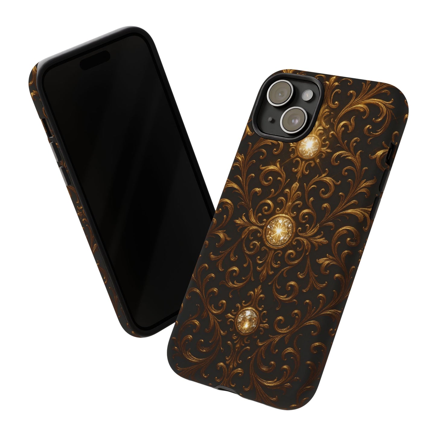 Baroque iPhone Case β Elegant Gold Floral Scroll Design for iPhone 16, 15, 14, 13, Pro Max & More