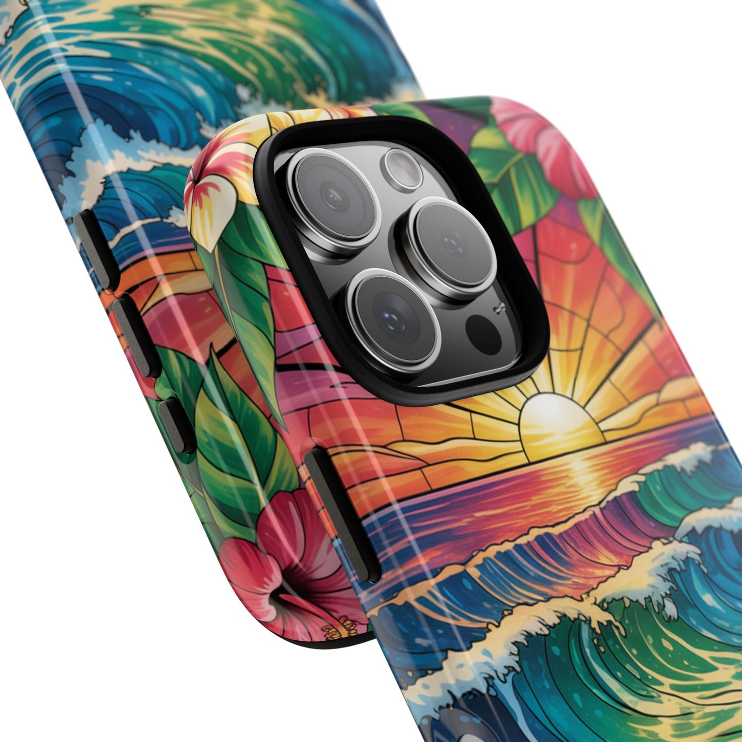 Ohana iPhone Case Tropical Hawaiian Sunset Phone Cover Wave Floral Beach Art Cute Gift for iPhone Lovers