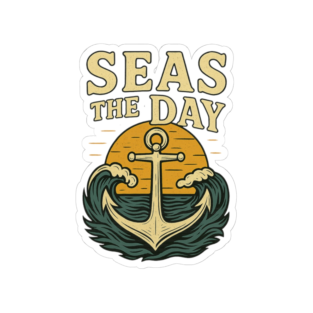 Seas the Day Sticker – Nautical Anchor Vinyl Sticker, Ocean Quote Decal for Laptop, Water Bottle, or Adventure Gear