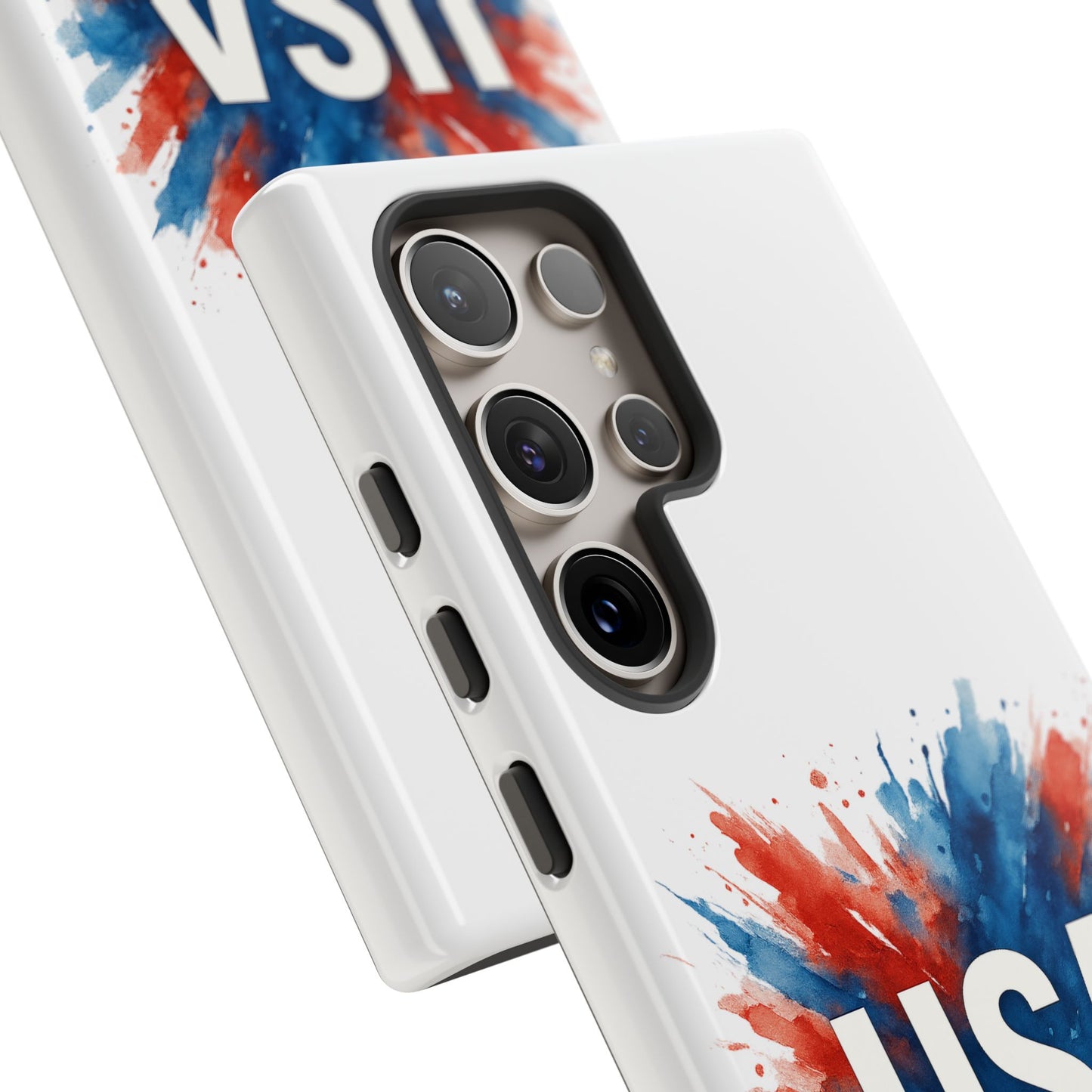 USA Splash Samsung Case - Patriotic Red White Blue Tough Cover, Dual-Layer Protection, 4th of July amd Veteran Gift for Galaxy
