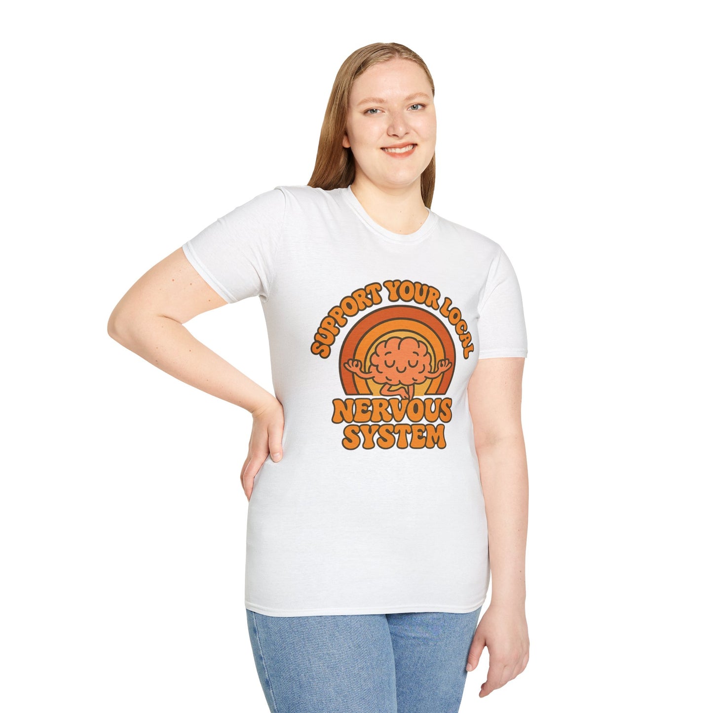 Support Your Local Nervous System T-Shirt | Funny Brain Tee, Neurodiversity Gift, Mental Health Humor Shirt, Science Geek Retro Tee