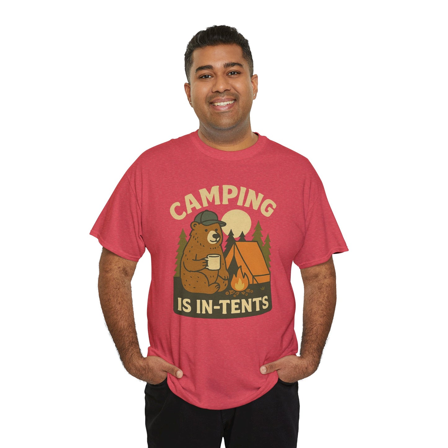 Camping Is In-Tents Funny Bear Camping Tee - Cute Outdoorsy Pun Shirt - Retro Campfire Graphic, Nature Lover Gift, Unisex Adventure Apparel