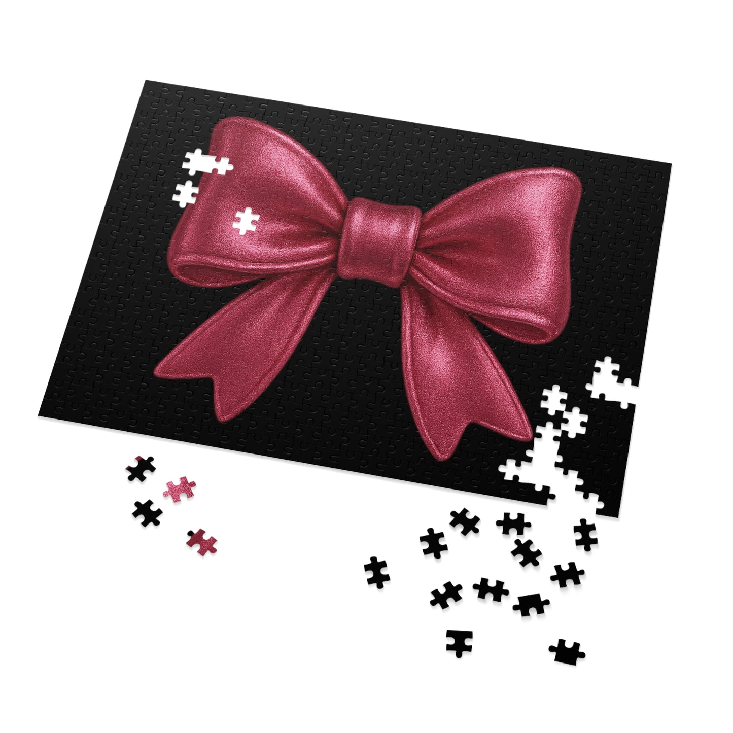 Pink Bow Jigsaw Puzzle – Elegant Aesthetic Puzzle with Gift Tin | Cute Girly Puzzle Gift for Her, Game Night, or Decor