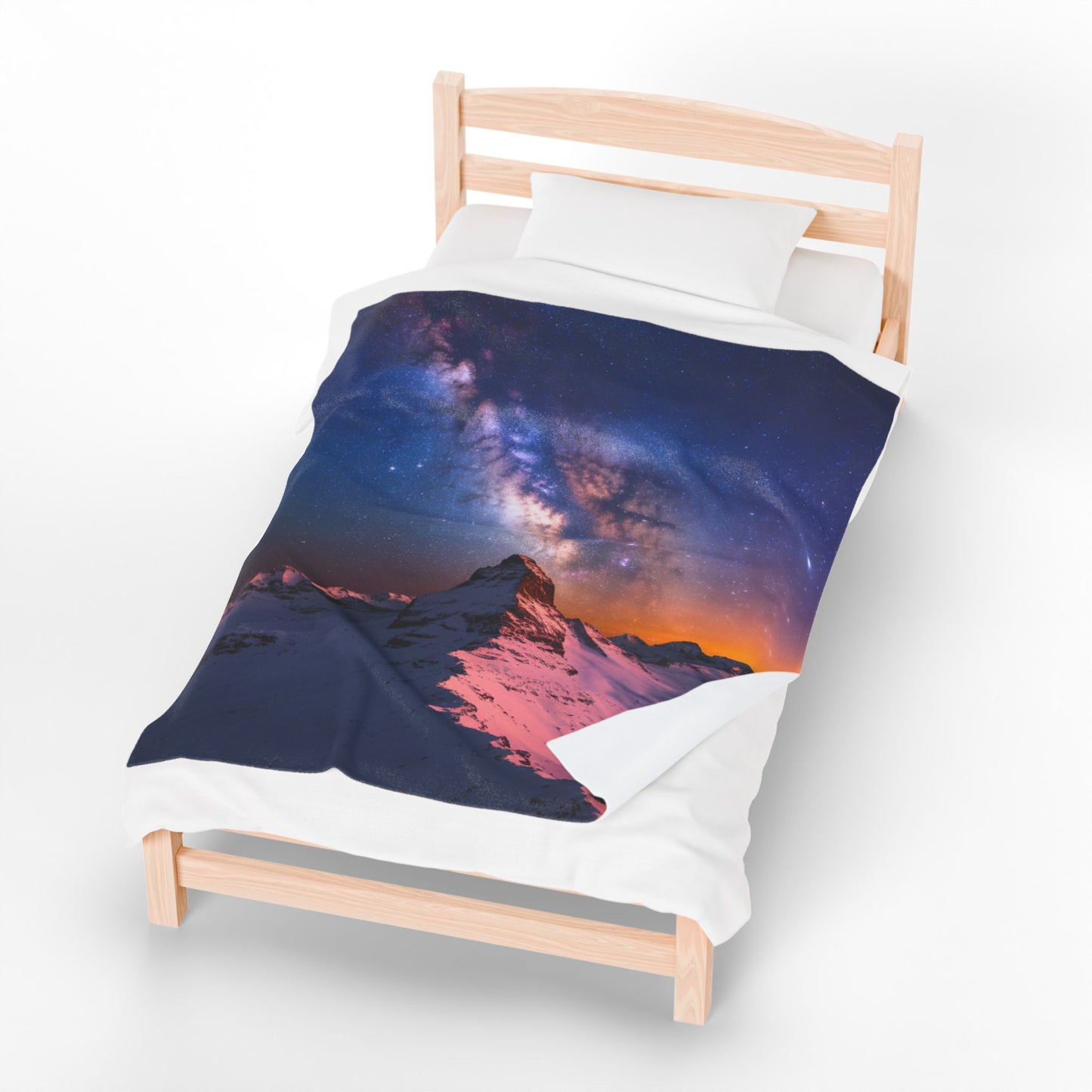 Cosmic Mountain Velveteen Plush Blanket Soft & Cozy Starry Night Throw for Home Decor
