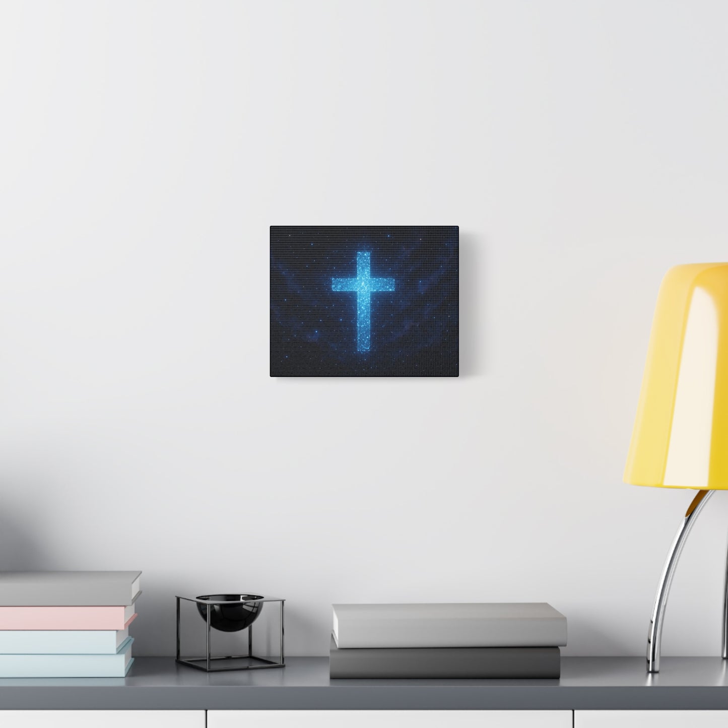 Canvas Wall Art - Bioluminescent Cross Design Spiritual Decor Christian Art Religious Canvas Gift for Believers