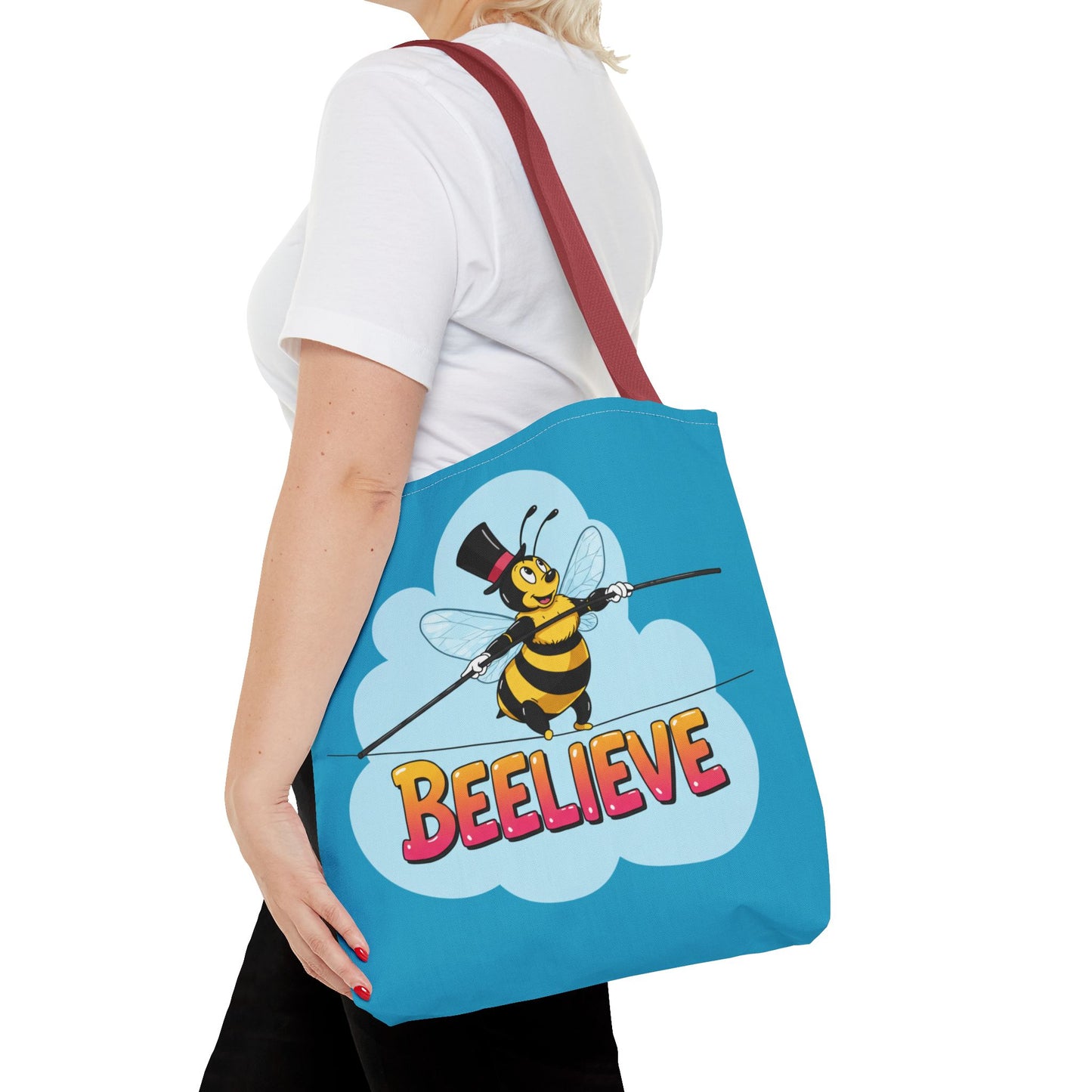 Bee Tote Bag Beelieve Pun Design