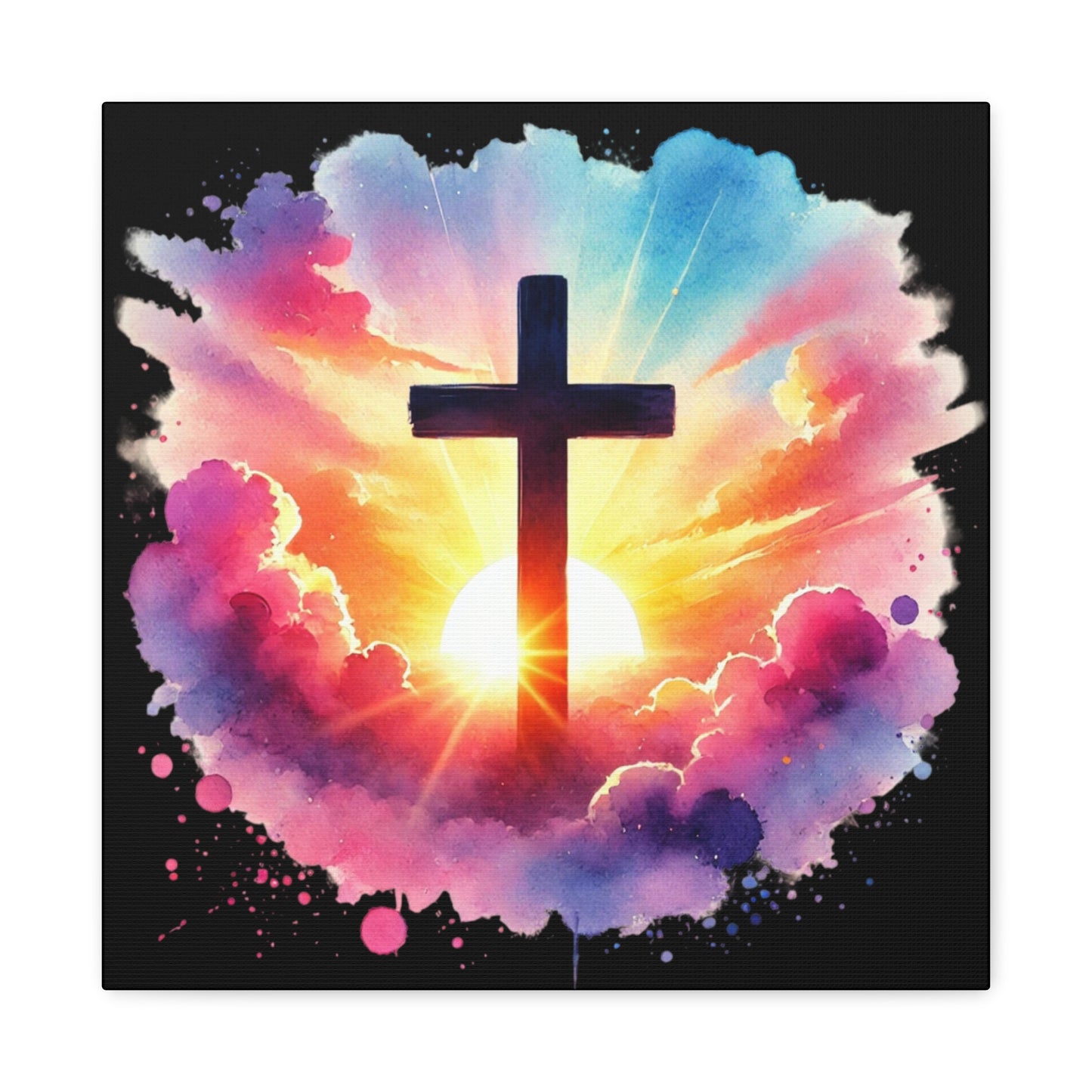 Inspirational Watercolor Cross Wall Art Christian Home Decor Faith Based Canvas Religious Art Inspirational Canvas