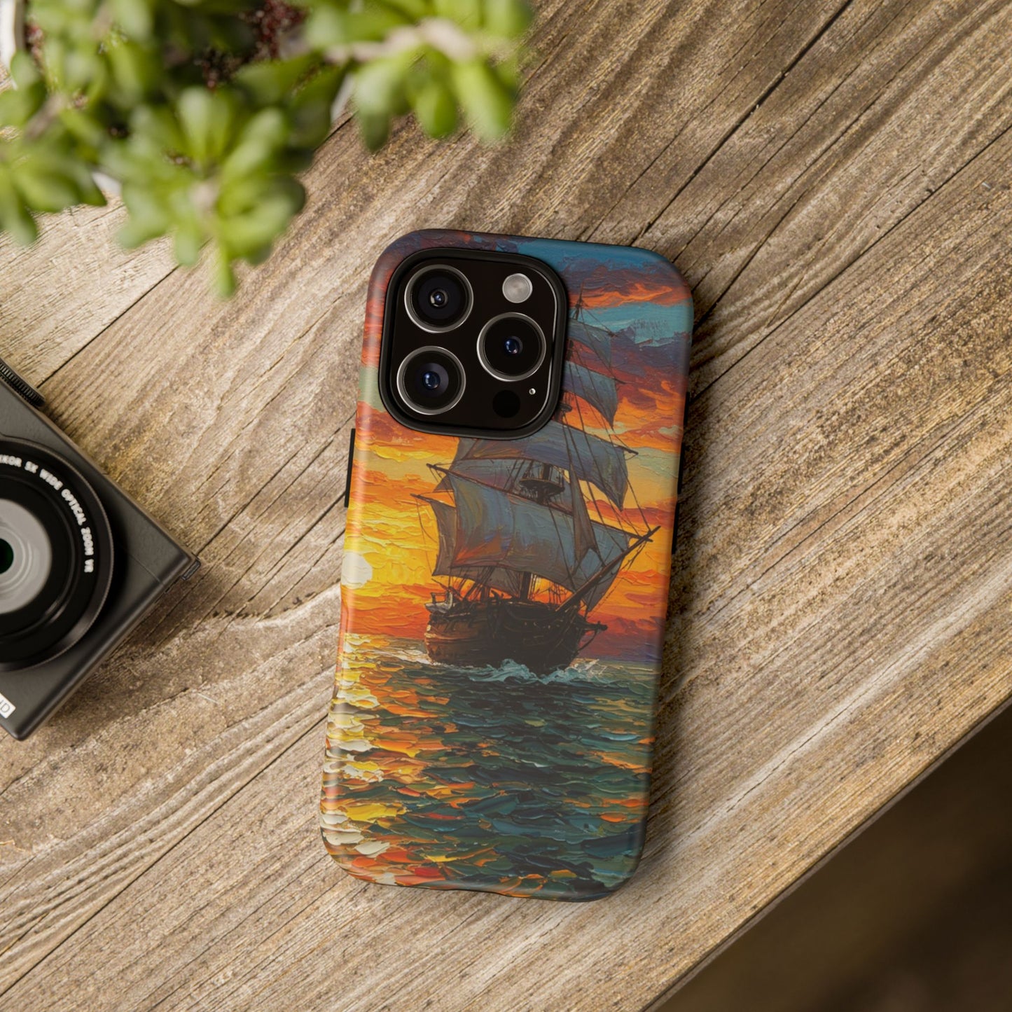 iPhone Case - Ship Sailing at Sunset Design