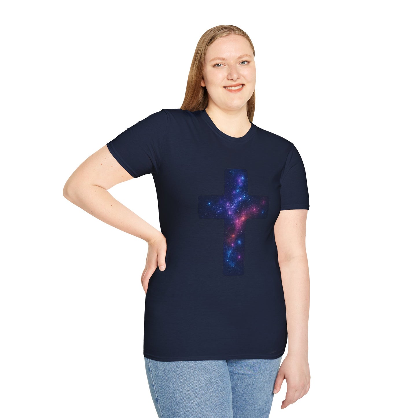 Galaxy Cross Graphic Tee | Celestial Christian Shirt, Spiritual Universe Cross T-Shirt, Faith & Astronomy Gift for Women & Men, Space Aesthetic