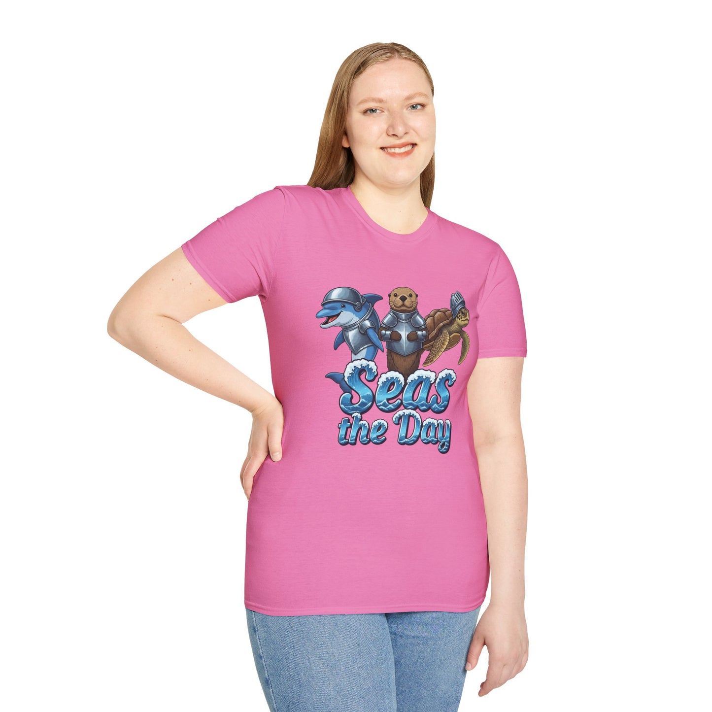 Seas the Day Shirt | Ocean Knight Animals Dolphin Otter Turtle Graphic Tee | Funny Sea Life Adventure Tee | Gift for Beach Lovers